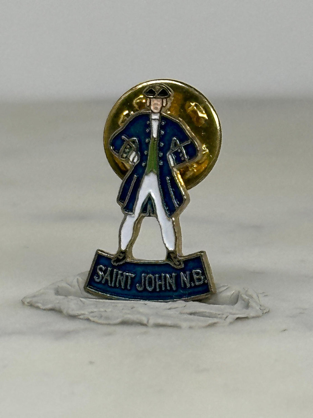 Saint John N.B. Souvenir Pin: Enamel Gold Tone - Vintage Travel Accessory