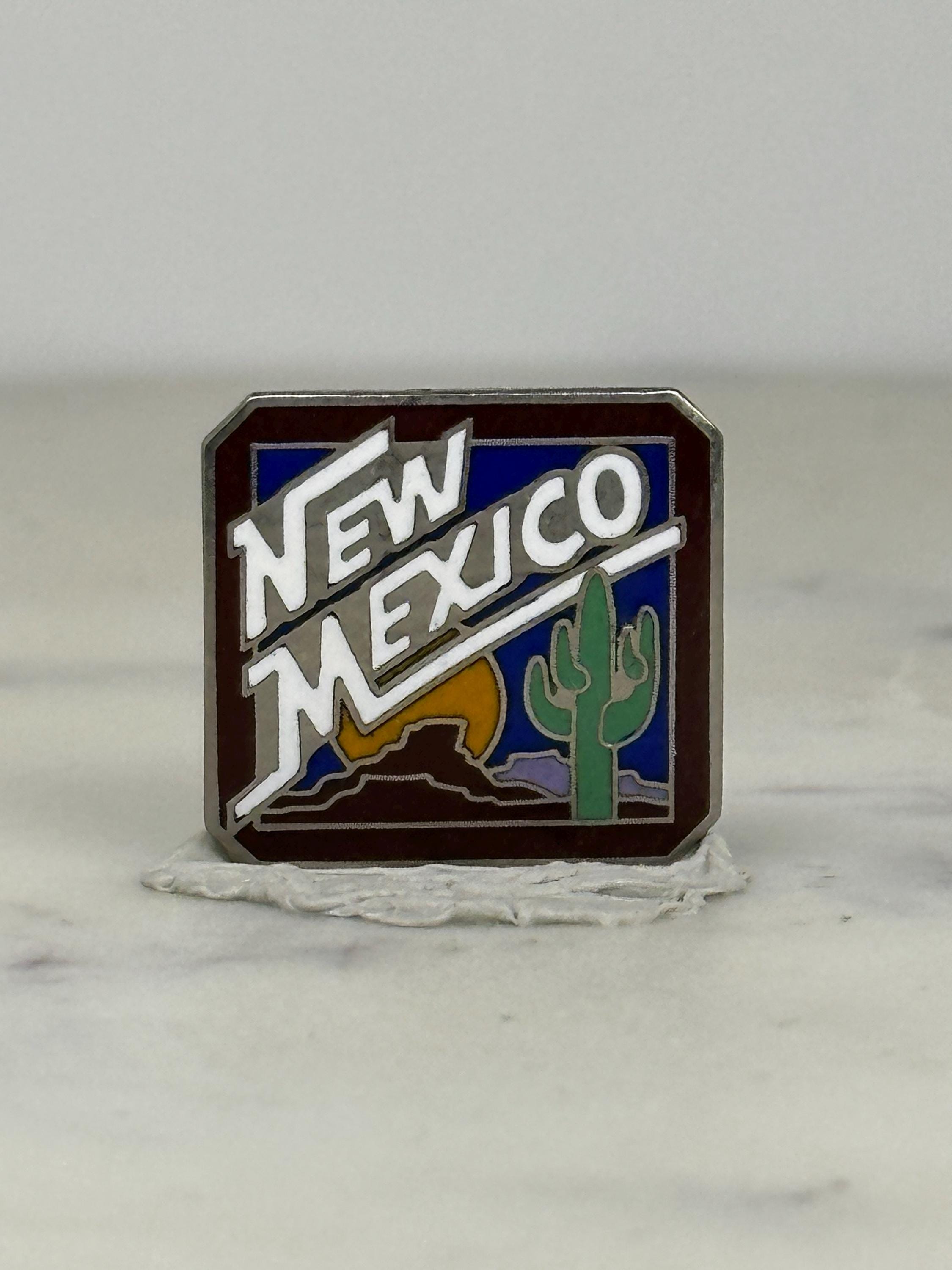 New Mexico Souvenir Pin: Enamel Desert Scene - Retro Travel Accessory