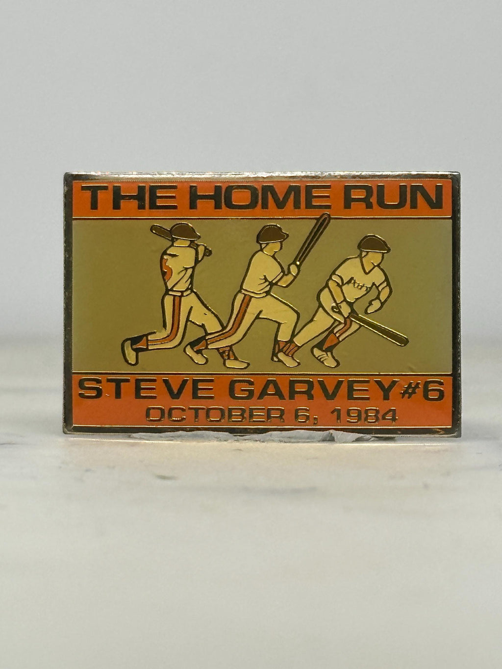 Steve Garvey Baseball Pin: Orange Gold Enamel - 1984 Sports Accessory