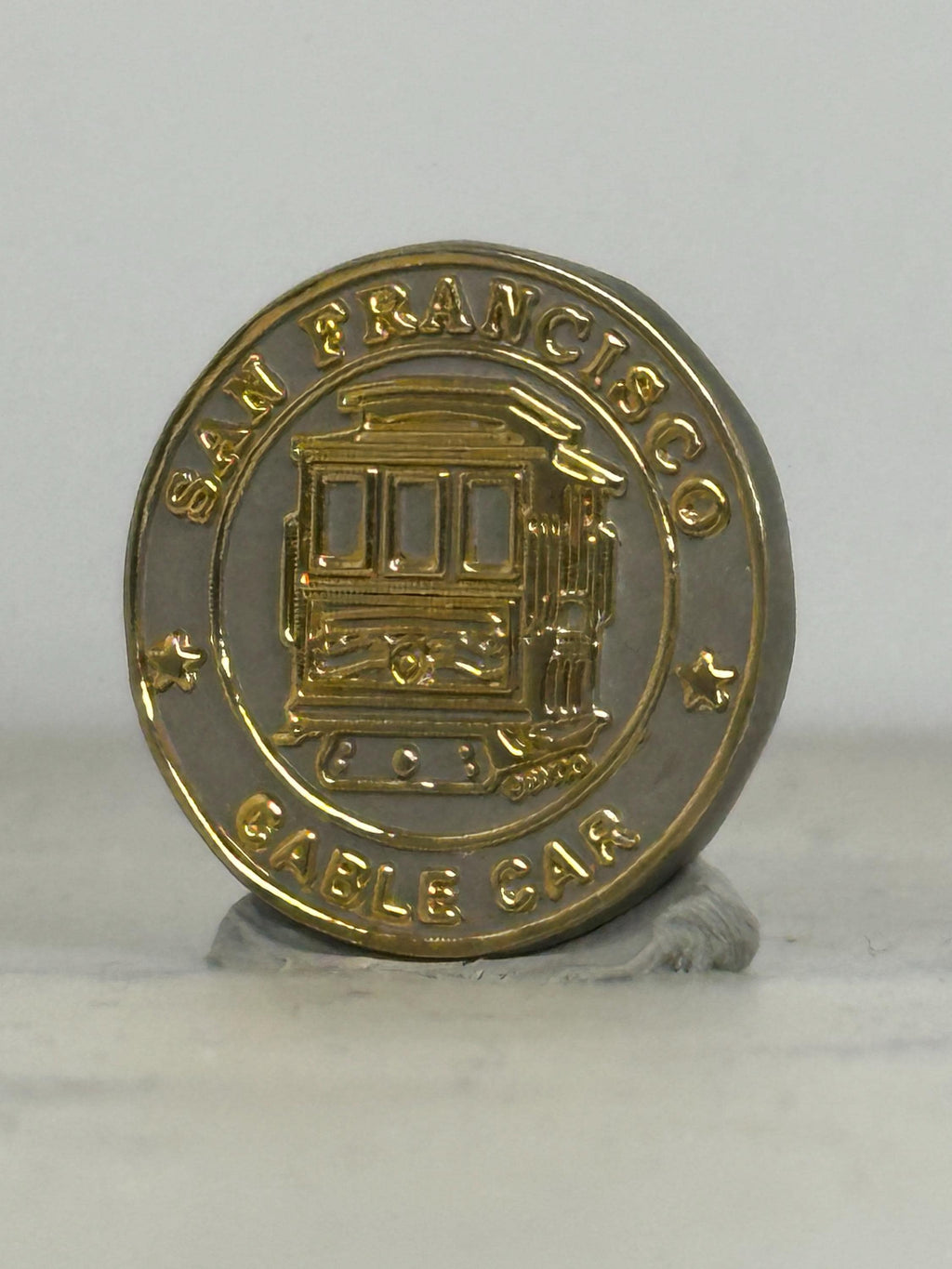 San Francisco Cable Car Pin: Gold-Tone Enamel - Vintage Travel Accessory
