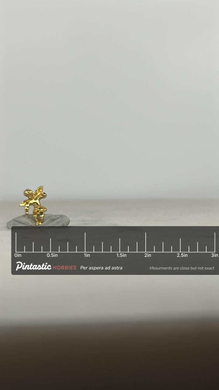 Angel Cherub Pin: Gold Tone - Vintage Religious Accessory with ruler overlay for size reference