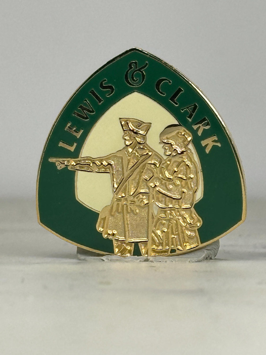 Lewis and Clark Enamel Pin: Gold & Green Finish - Historical Explorer Accessory