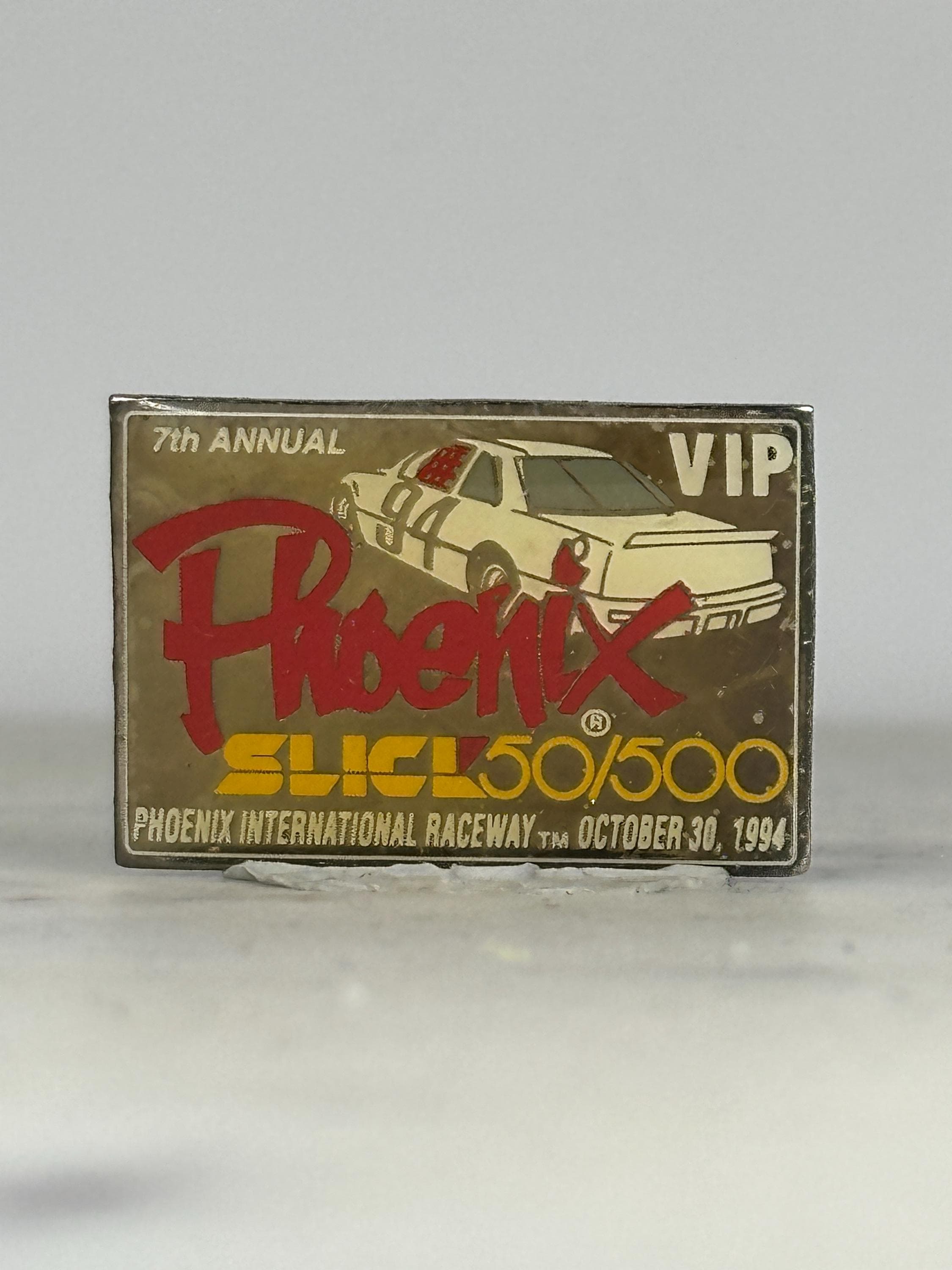 Phoenix Slick 50/500 Racing Pin: Red Yellow VIP Metal - 1994 NASCAR Accessory