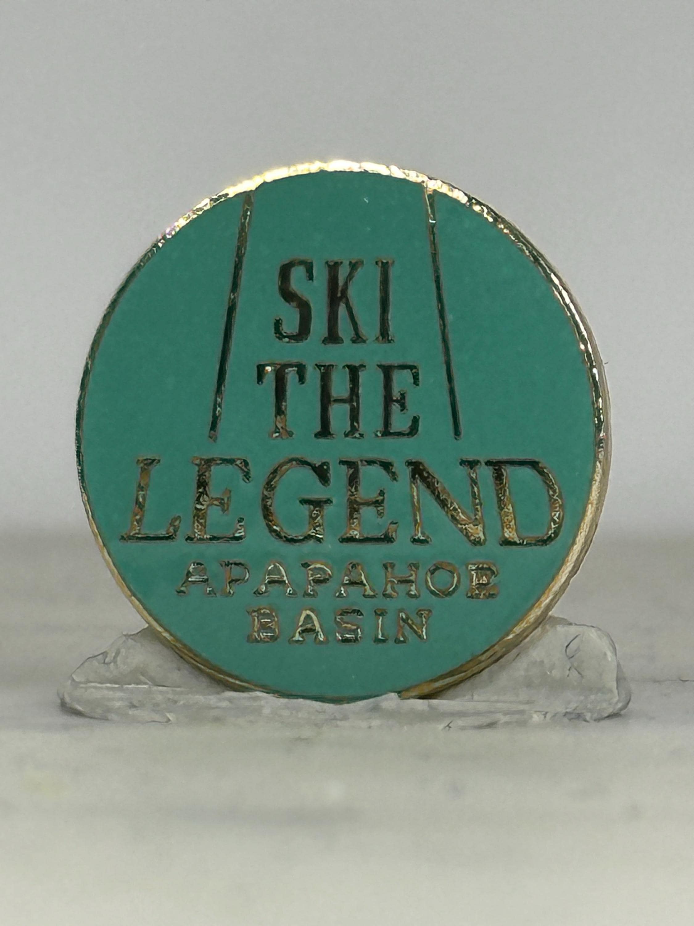 Arapahoe Basin Ski Pin: Teal Enamel Gold Trim - Vintage Ski Resort Accessory