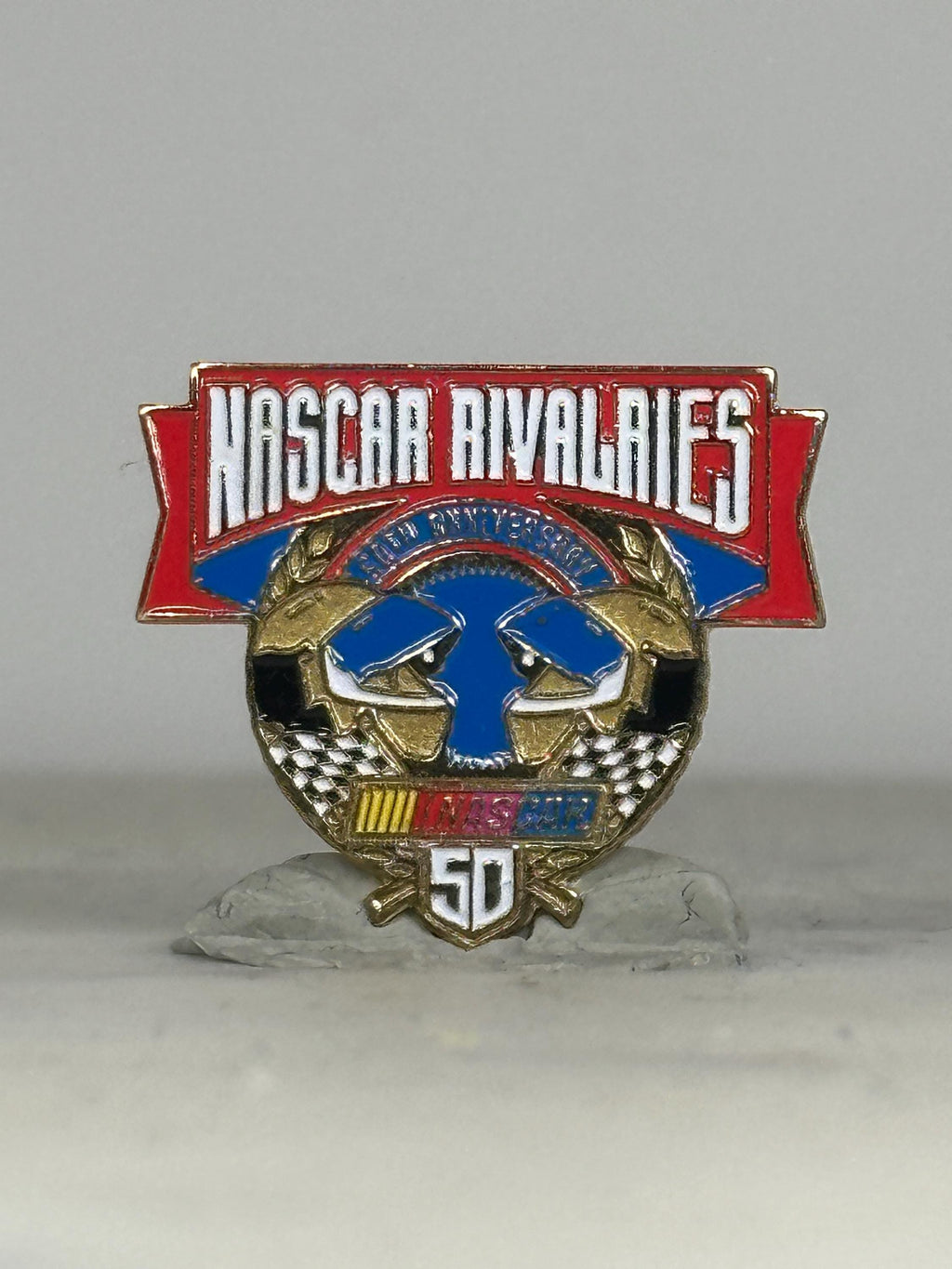 NASCAR Rivalries Enamel Pin: Red Blue Gold Finish - 50th Anniversary Accessory