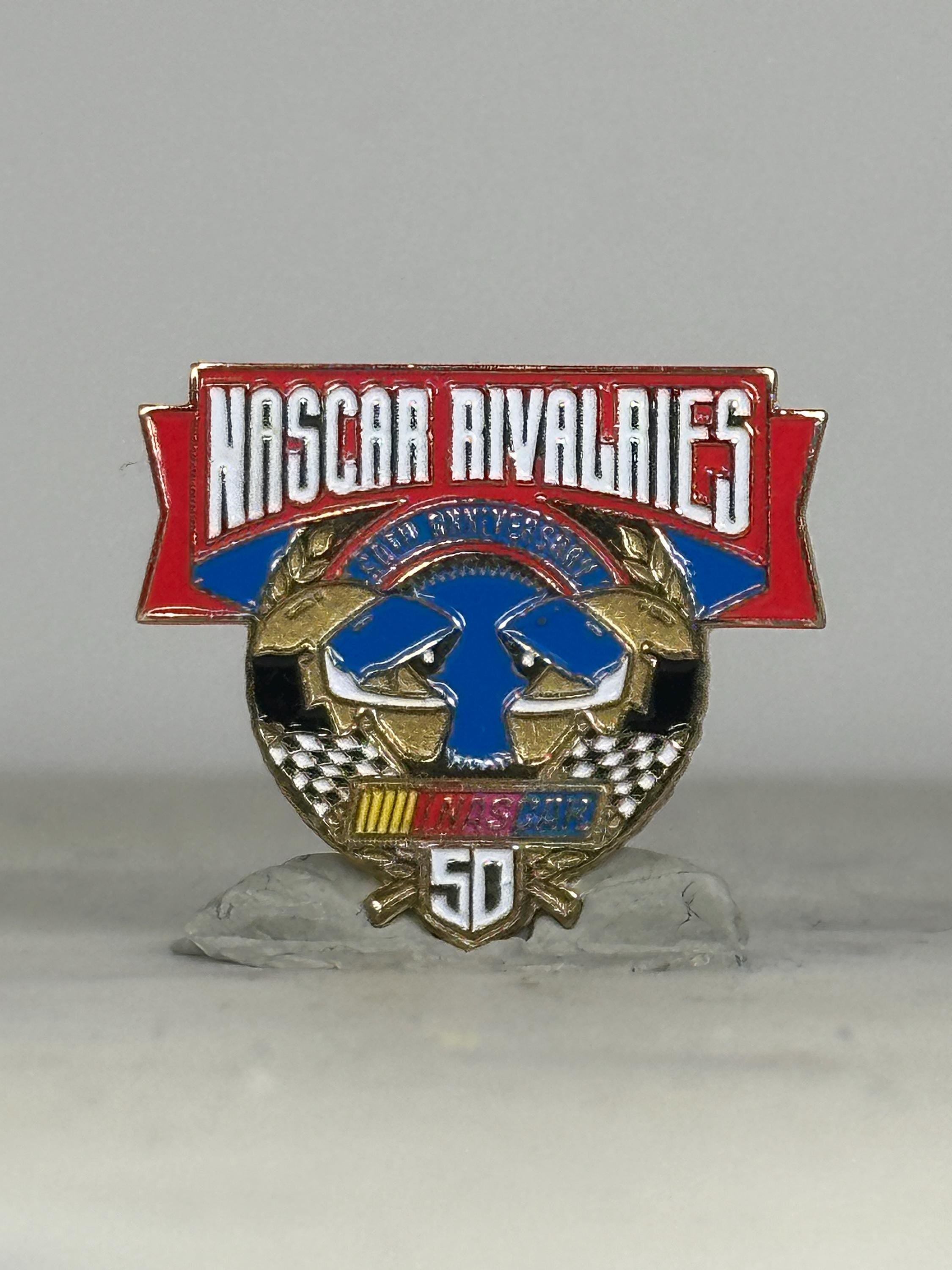 NASCAR Rivalries Enamel Pin: Red Blue Gold Finish - 50th Anniversary Accessory