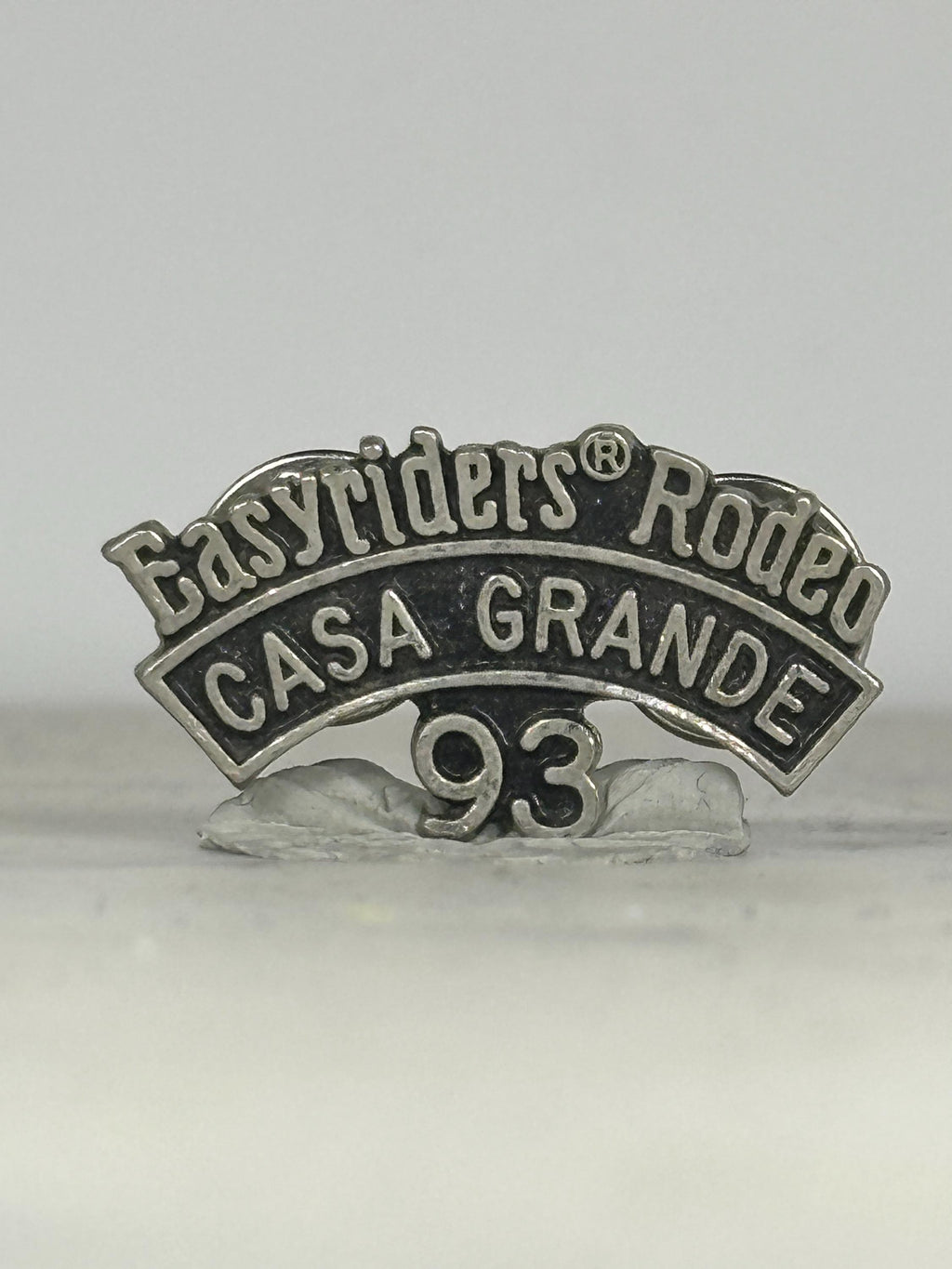Easyriders Rodeo Pin: Antique Pewter Tone - 1993 Biker Rally Accessory