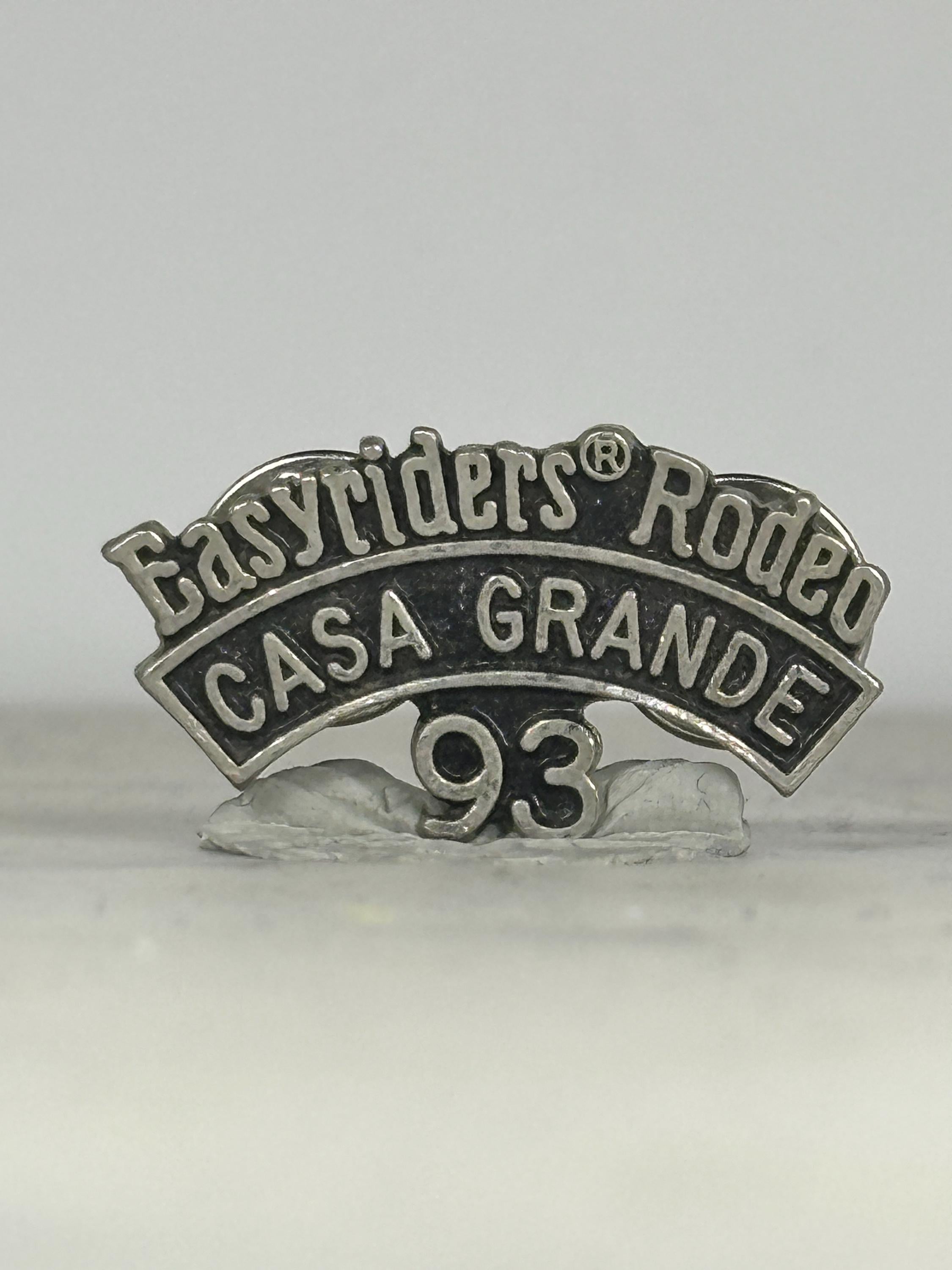 Easyriders Rodeo Pin: Antique Pewter Tone - 1993 Biker Rally Accessory
