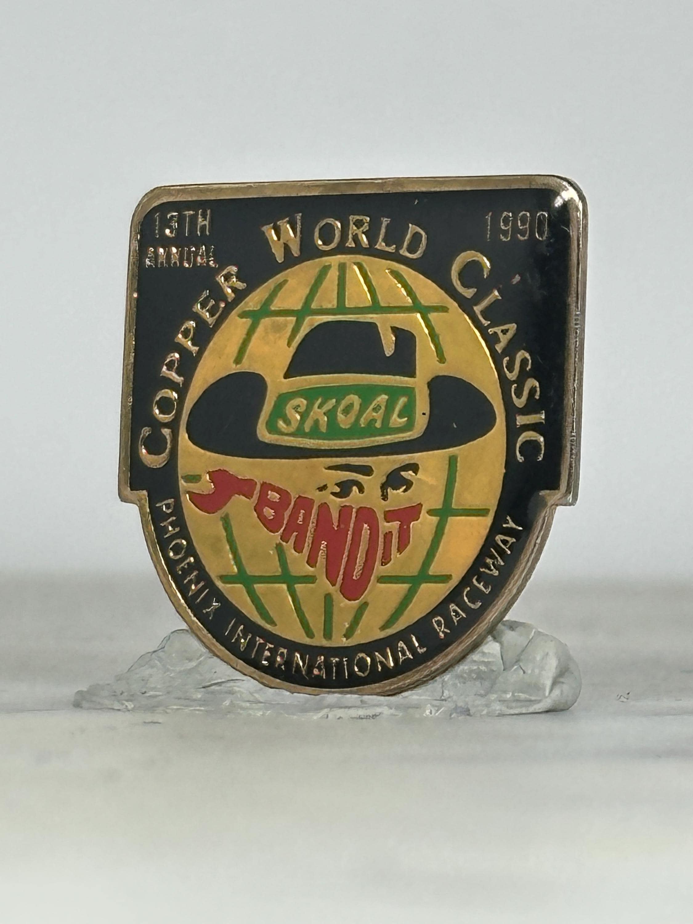 Copper World Classic Racing Pin: Black/Gold Enamel - 1990 Motorsports Accessory