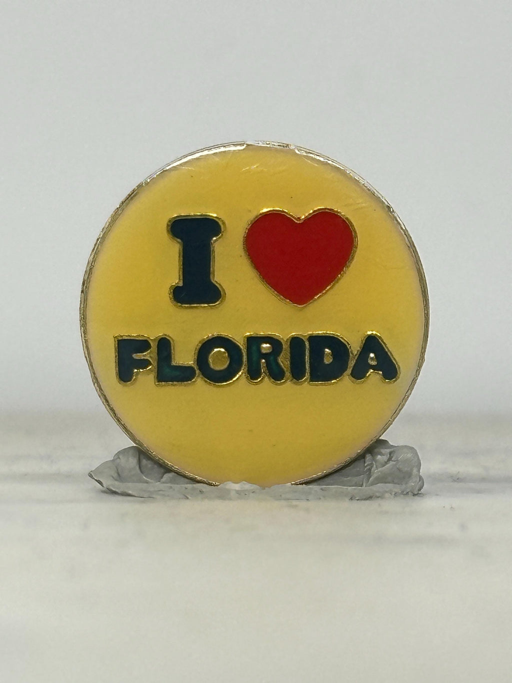I Love Florida Enamel Pin: Yellow Red Blue Finish - Retro Tourist Accessory