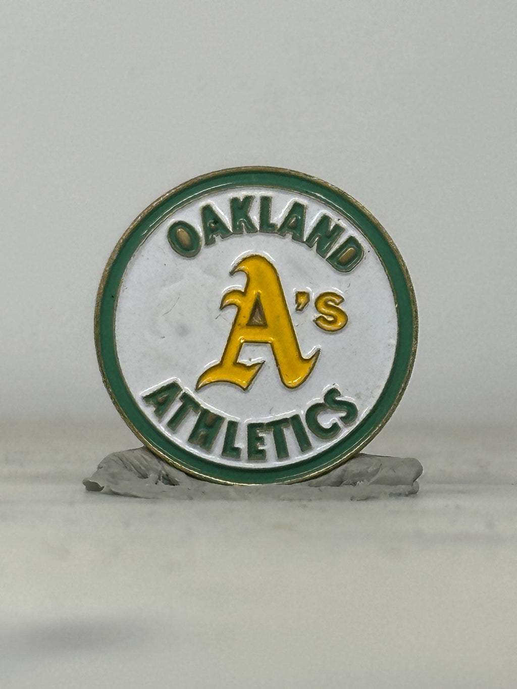 Oakland A's Baseball Pin: Green & Yellow Enamel - Vintage Sports Accessory