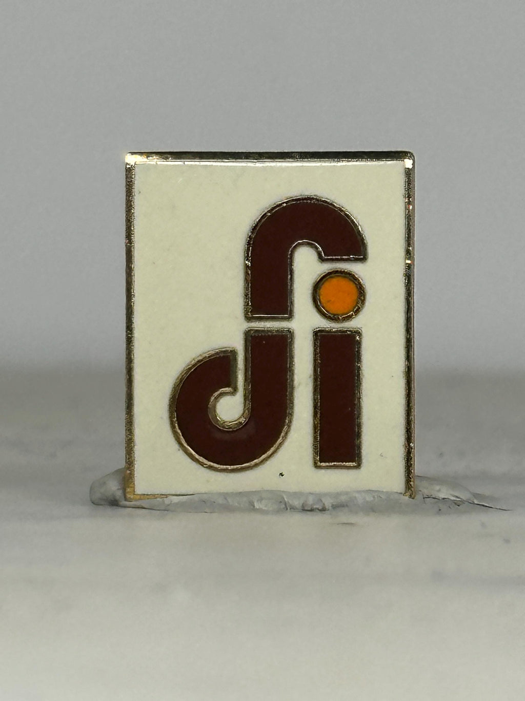 DFI Logo Enamel Pin: Red & Orange on White - Retro Company Accessory