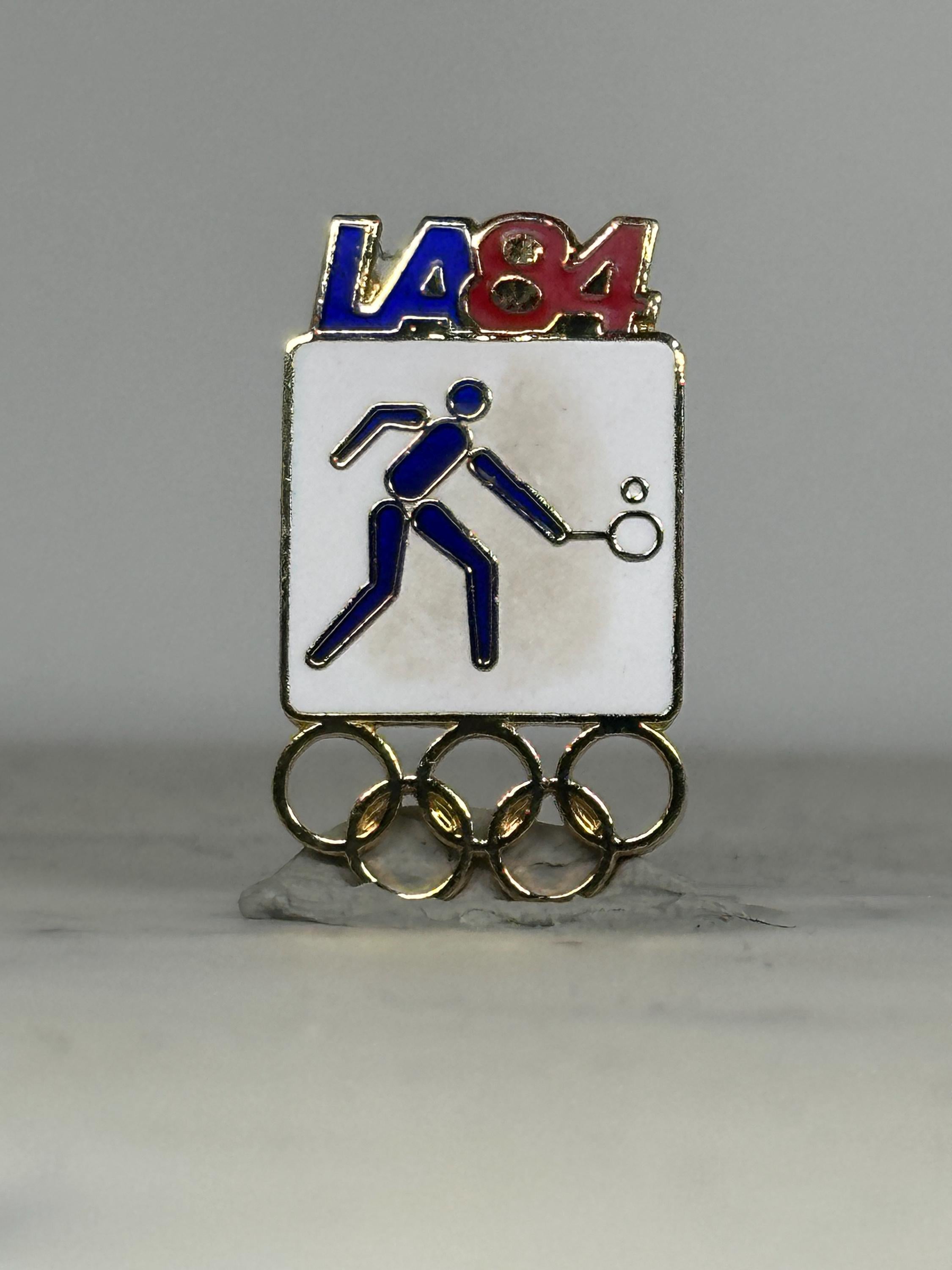 LA84 Olympic Tennis Pin: Blue Gold Enamel - 1984 Sports Accessory