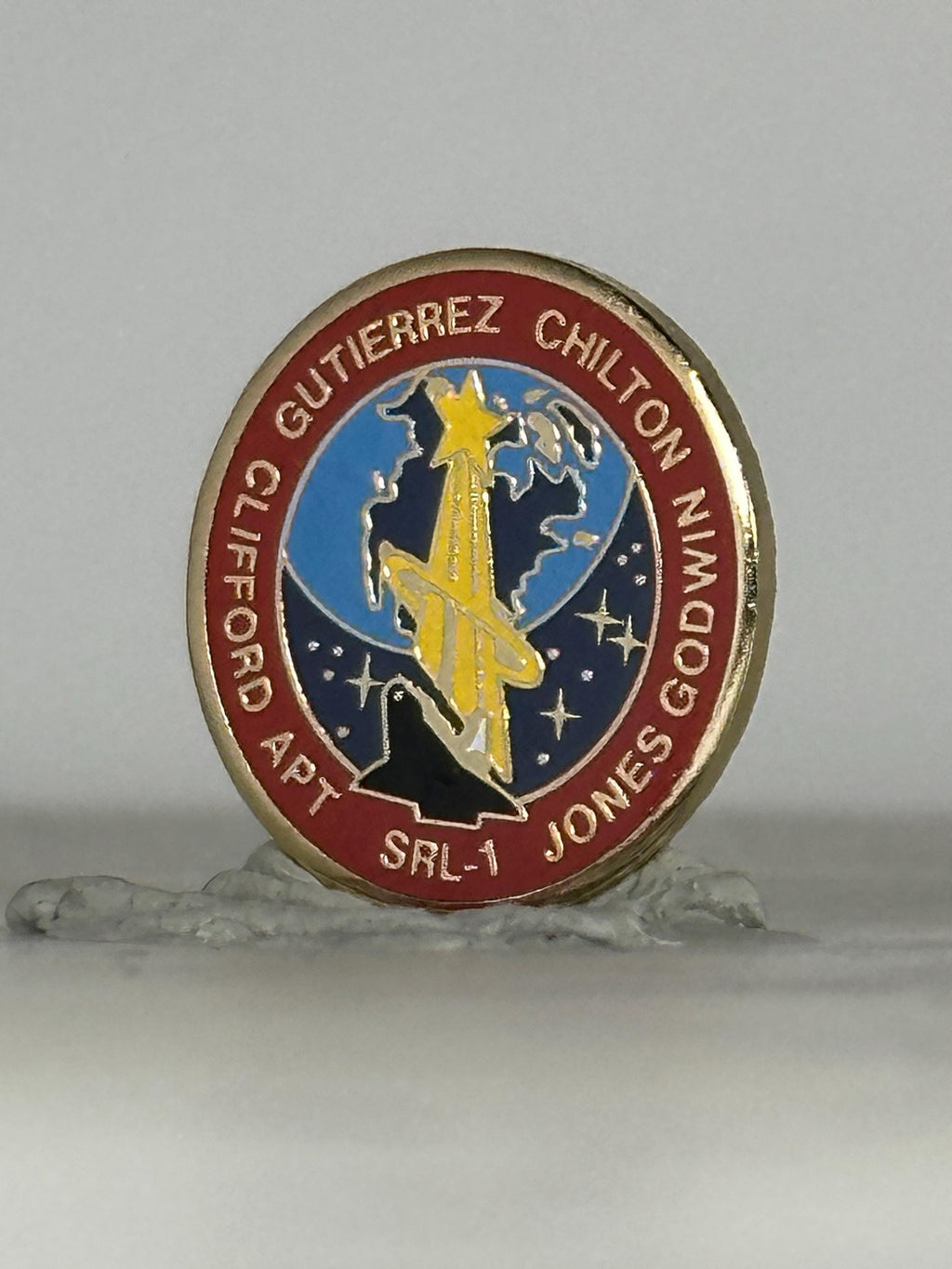 SRL-1 Mission Enamel Pin: Red & Gold NASA Emblem - Space Collector Accessory
