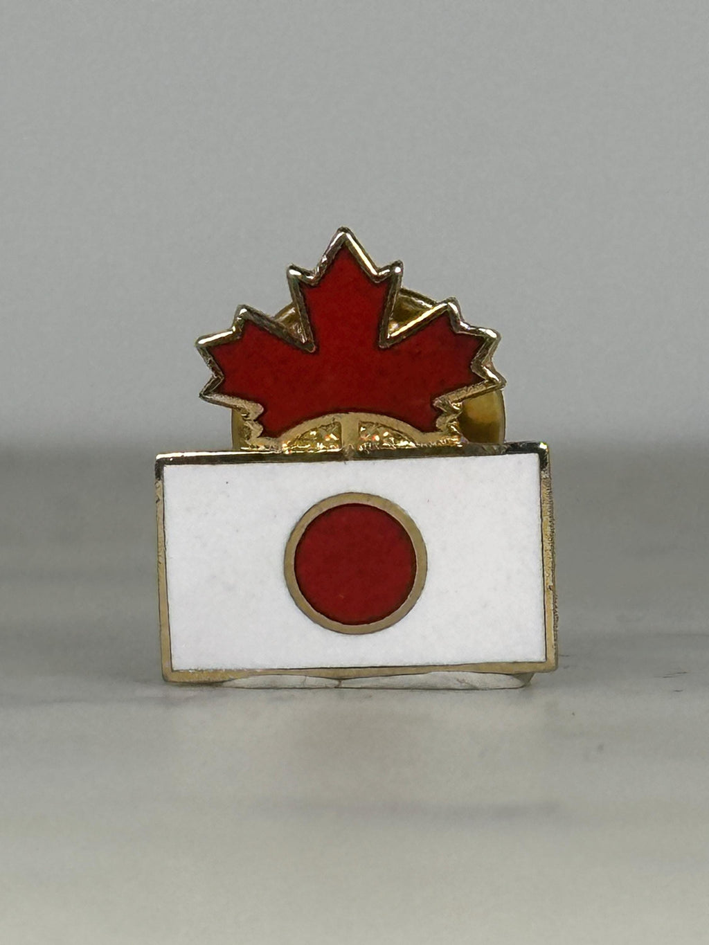 Canada Japan Flag Pin: Red & White Enamel Finish - International Accessory