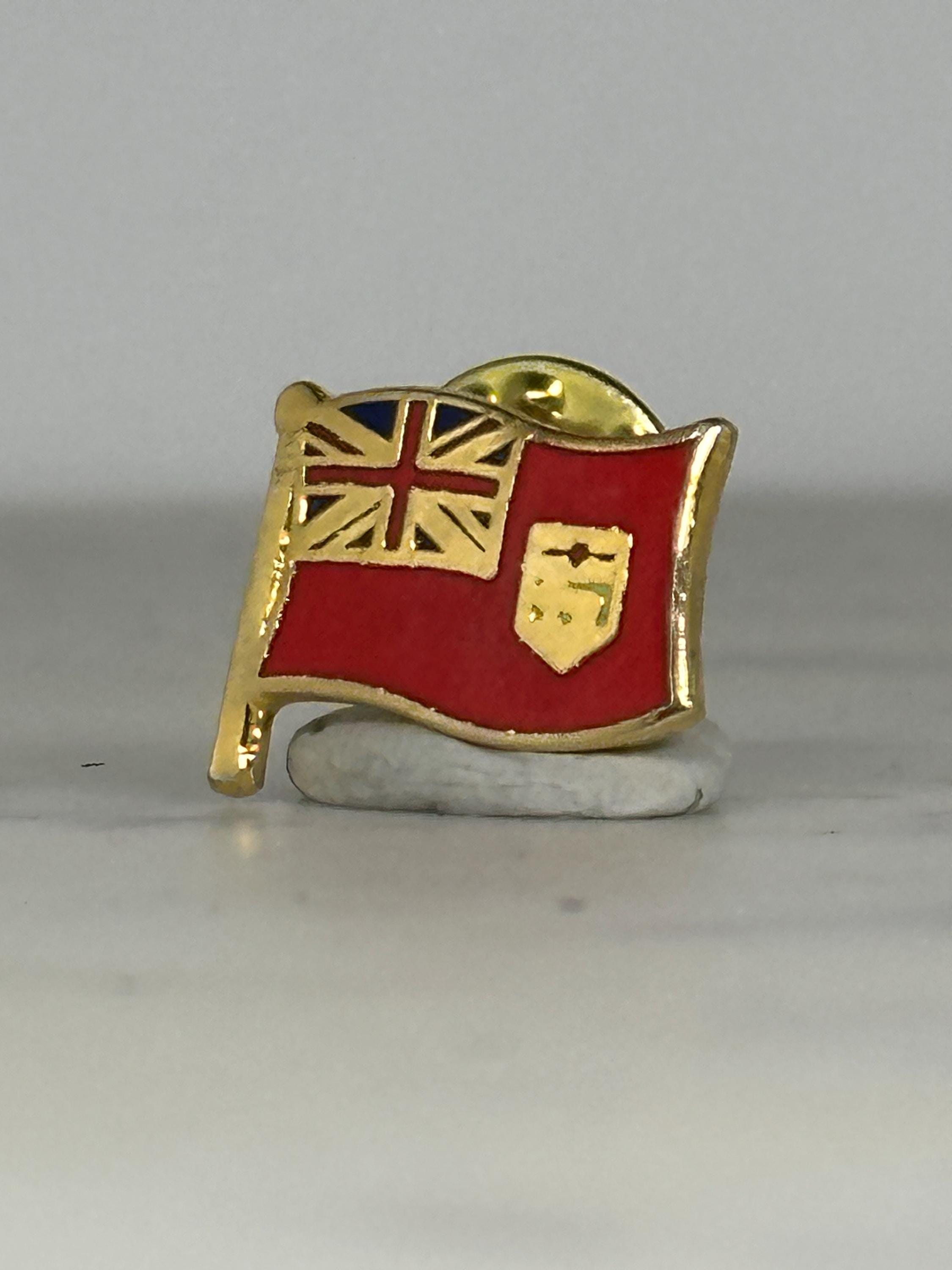 Ontario Red Ensign Flag Pin: Gold Trim Enamel - Vintage Patriotic Accessory