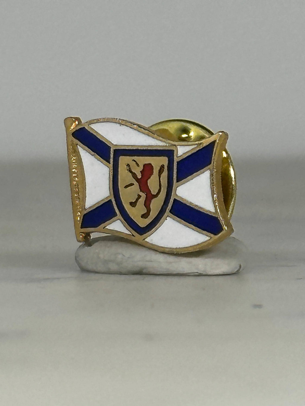 Nova Scotia Flag Enamel Pin: Gold Trim Blue White - Vintage Travel Accessory