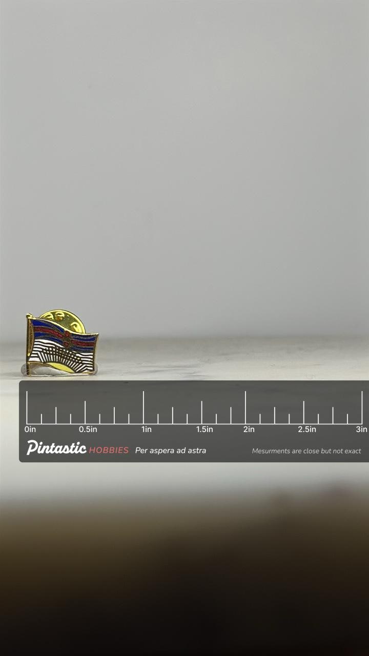 British Columbia Flag Pin – Vintage Canada Provincial Enamel Lapel Pin with ruler overlay for size reference