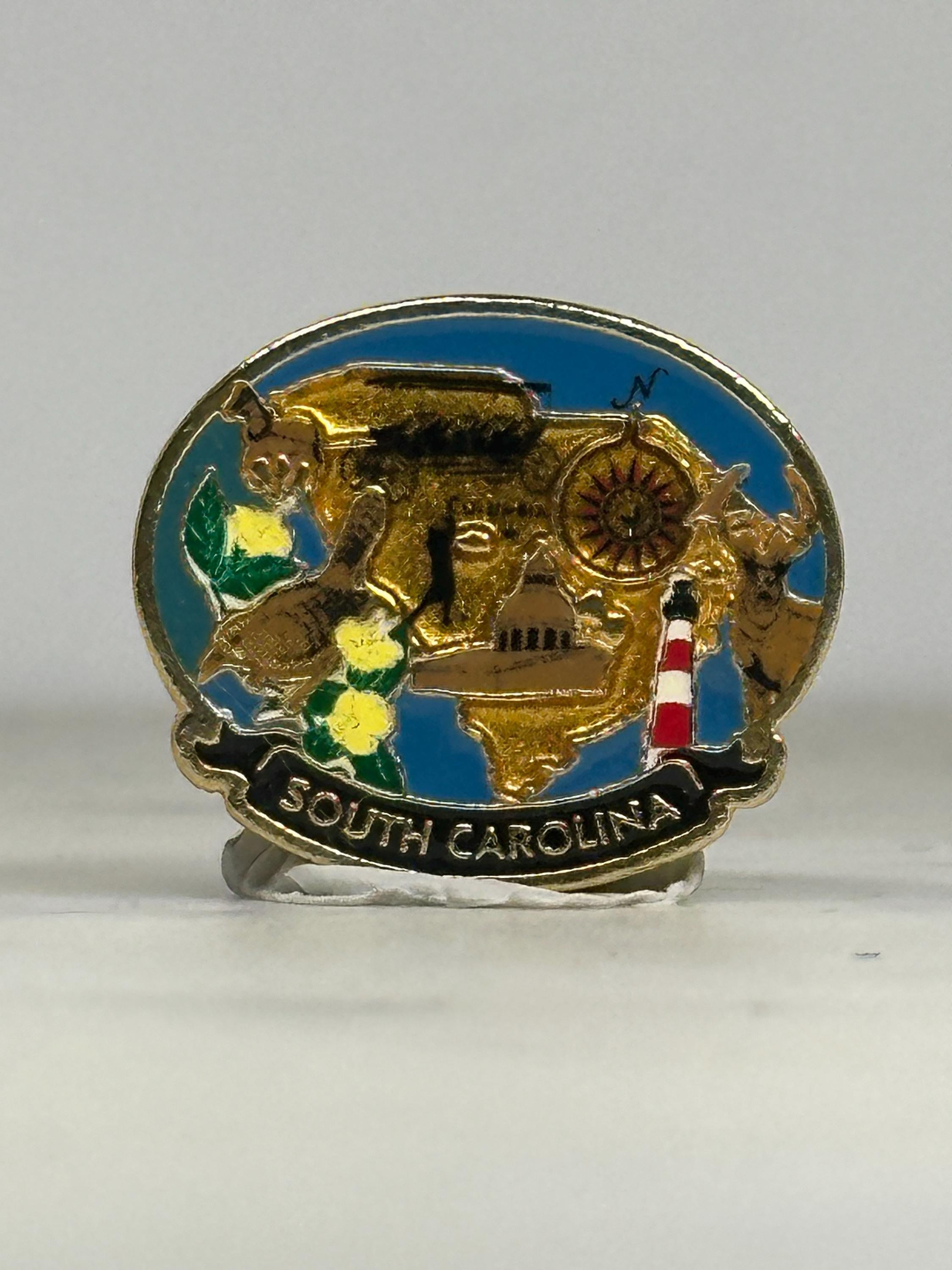 South Carolina State Pin: Multi-Color Enamel - Vintage Travel Accessory