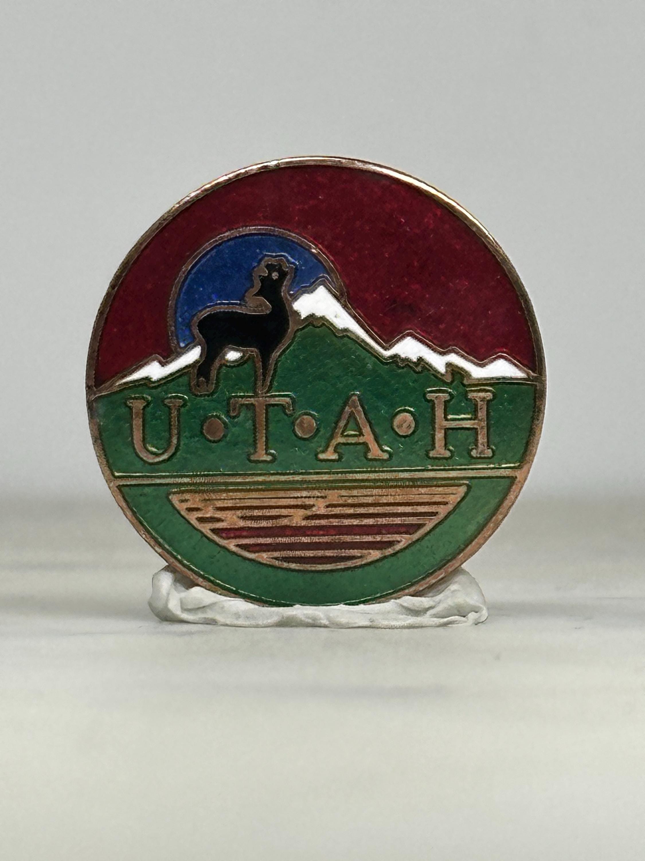Utah State Souvenir Pin: Multicolor Enamel Circle - Vintage Travel Accessory