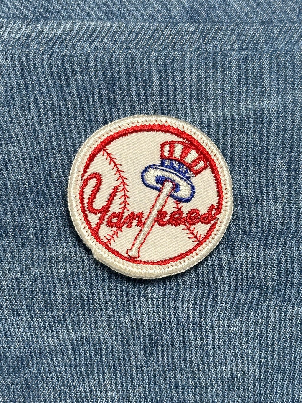 Yankees Embroidered Sew On Patch: Red White Blue - Vintage Baseball Accessory
