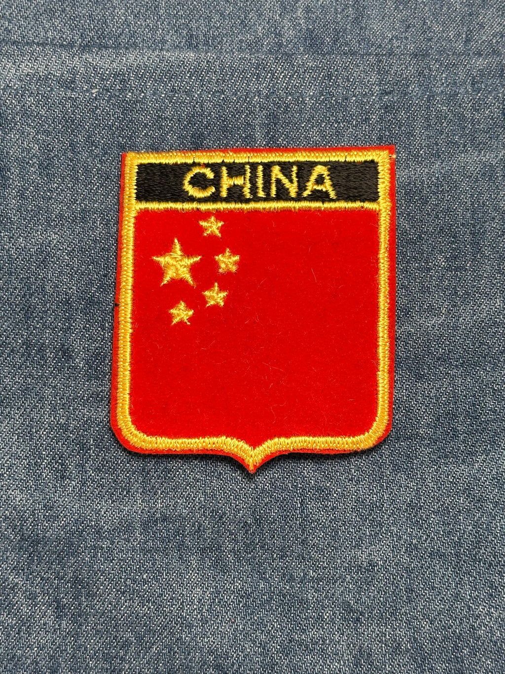 China Flag Iron On Patch: Red & Gold Embroidered - Travel Souvenir Accessory