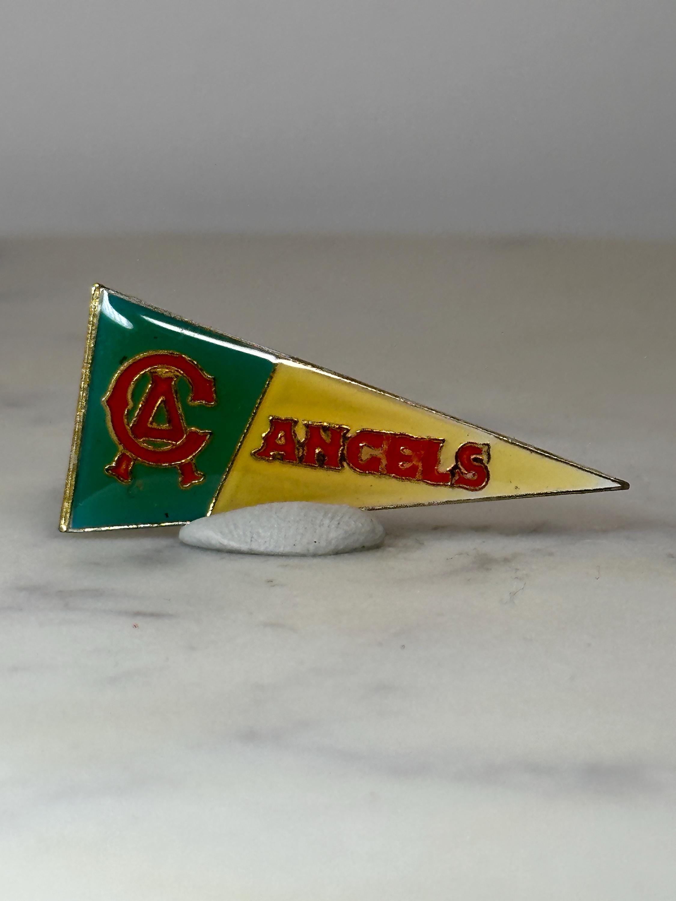 Angels Pennant Pin: Red Yellow Green Enamel - Vintage Sports Accessory