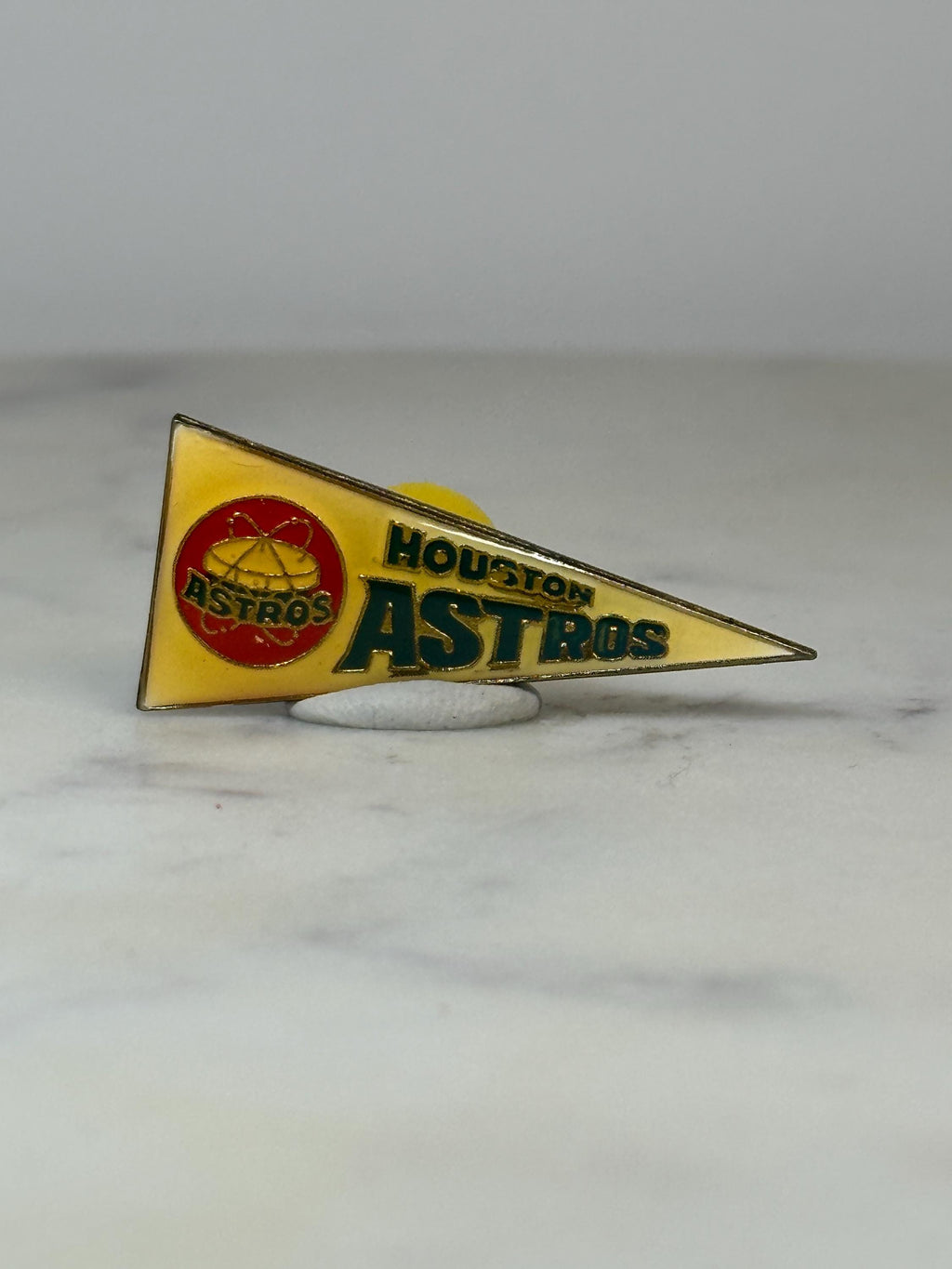 Houston Astros Pennant Pin: Yellow Enamel Vtg - Retro Baseball Accessory