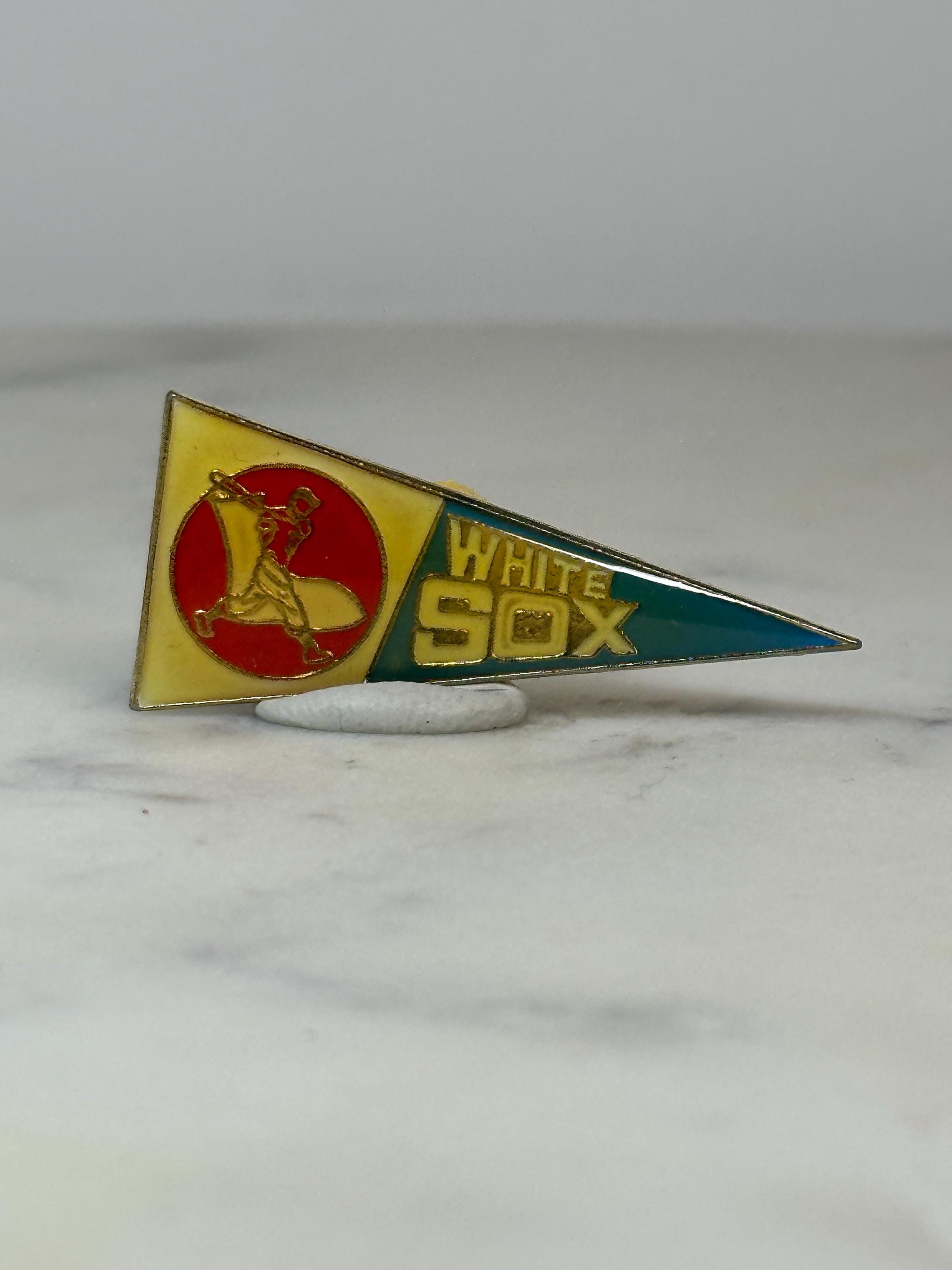 White Sox Pennant Pin: Red Yellow Enamel - Vintage Baseball Accessory