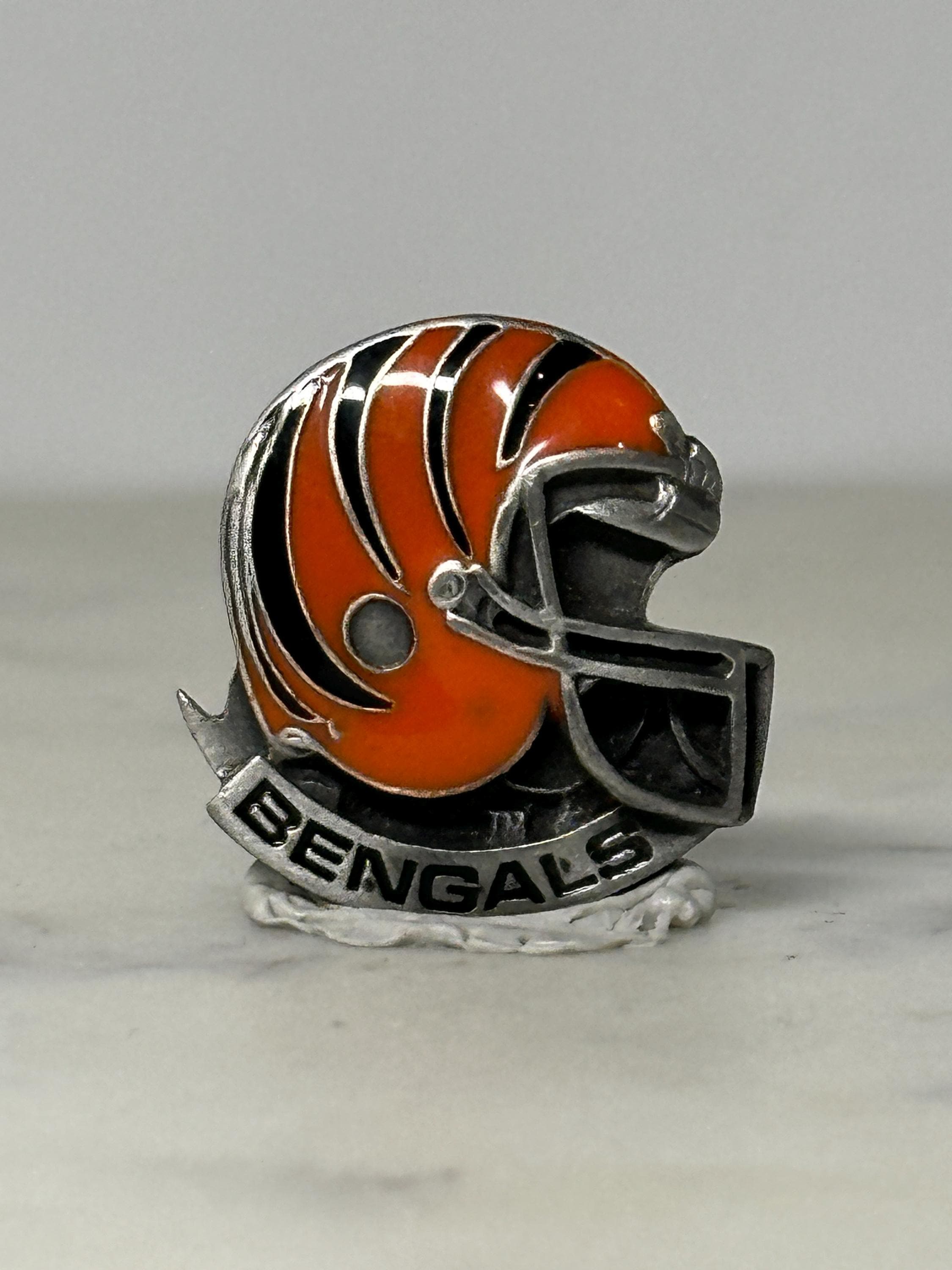 Bengals Helmet Pin: Orange Enamel Pewter - NFL Football Fan Accessory