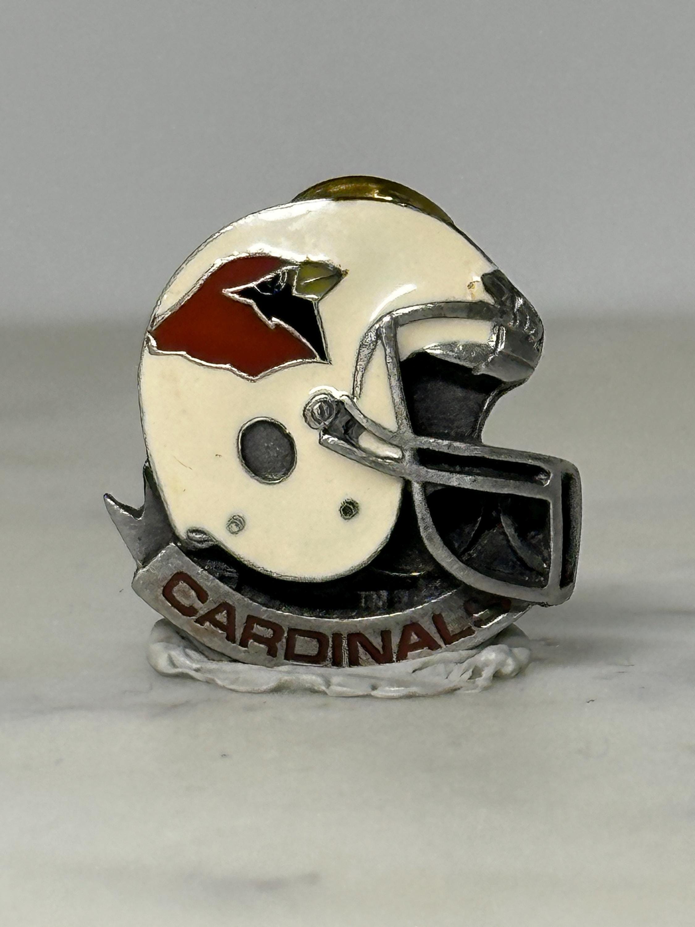 Arizona Cardinals Helmet Pin: Silver Enamel - Vintage NFL Accessory