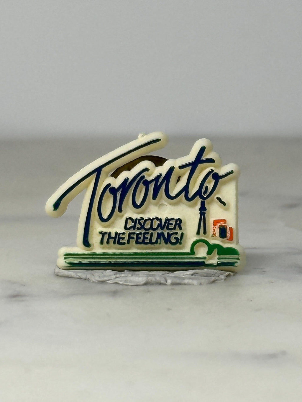 Toronto Souvenir Pin: Cream Enamel Finish - Vintage Travel Accessory