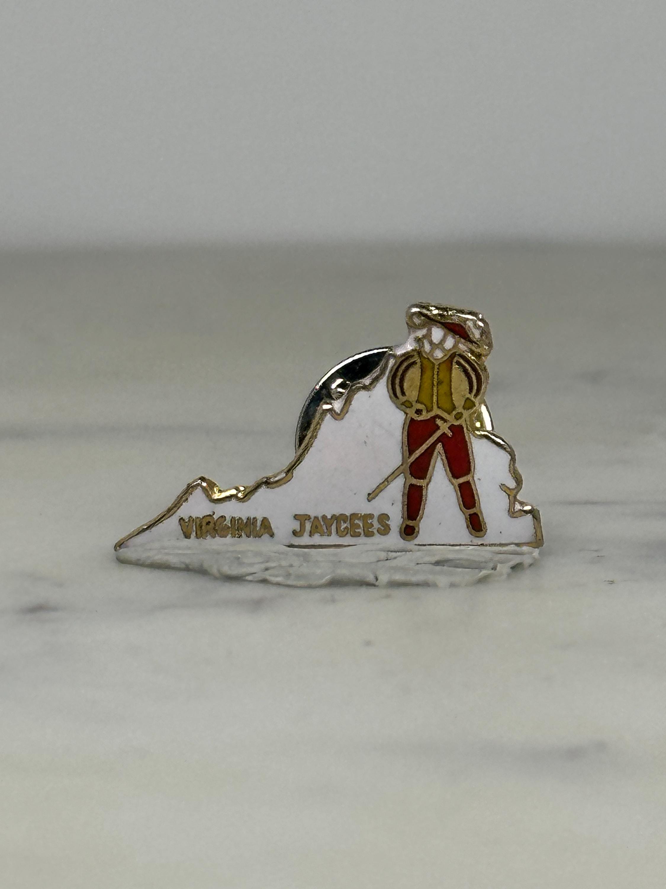 Virginia Jaycees Pin: White & Gold Enamel - State Pride Accessory