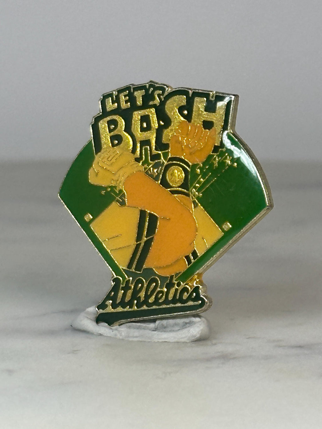 Oakland Athletics Pin: Gold Green Enamel - 90s Baseball Accessory