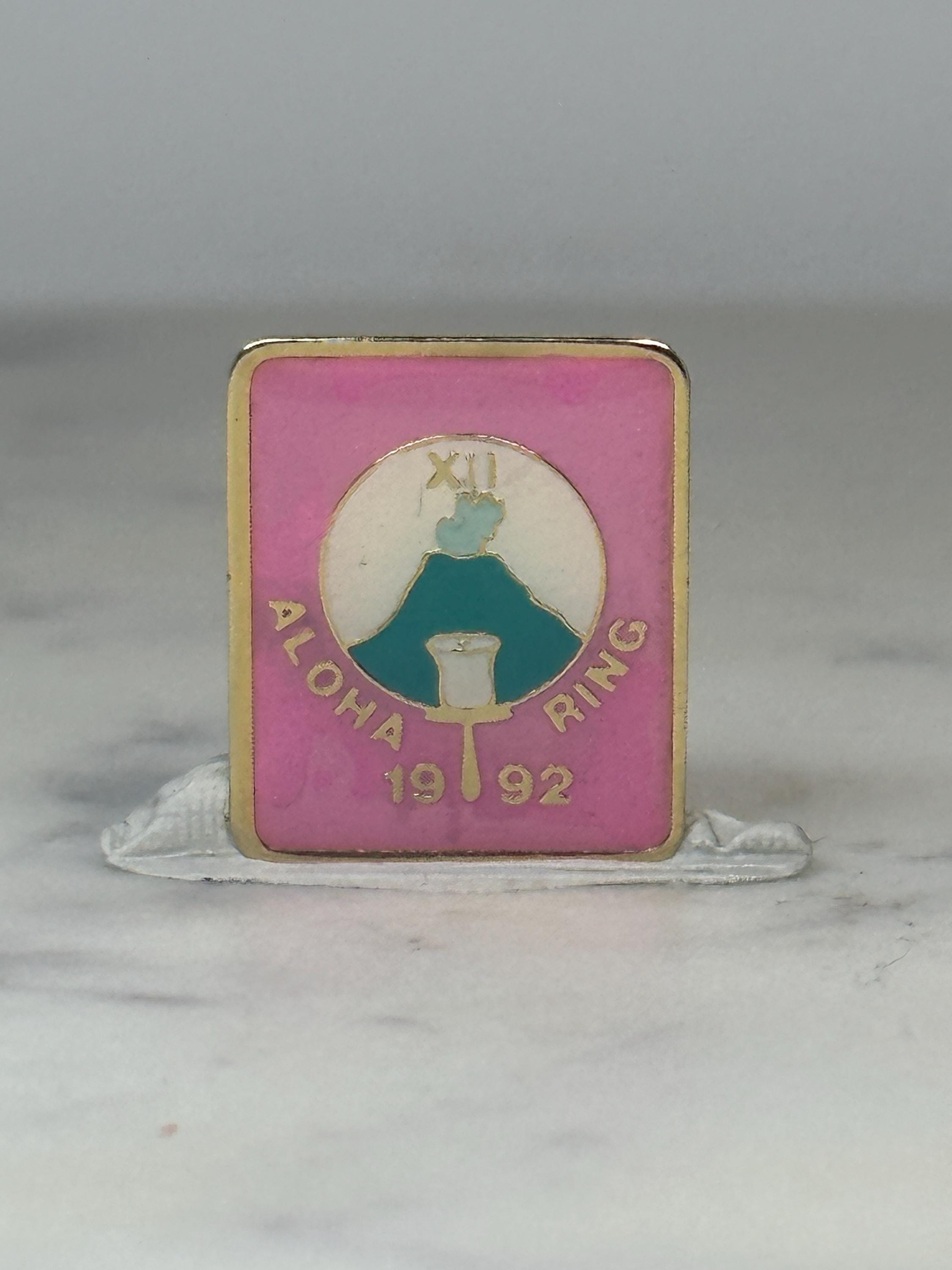 Aloha Ring XII Pin: Pink & Gold Enamel - 1992 Event Accessory