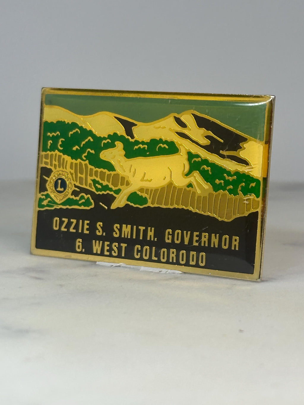 Lions Club Moose Pin: Gold Enamel - West Colorado Governor Souvenir