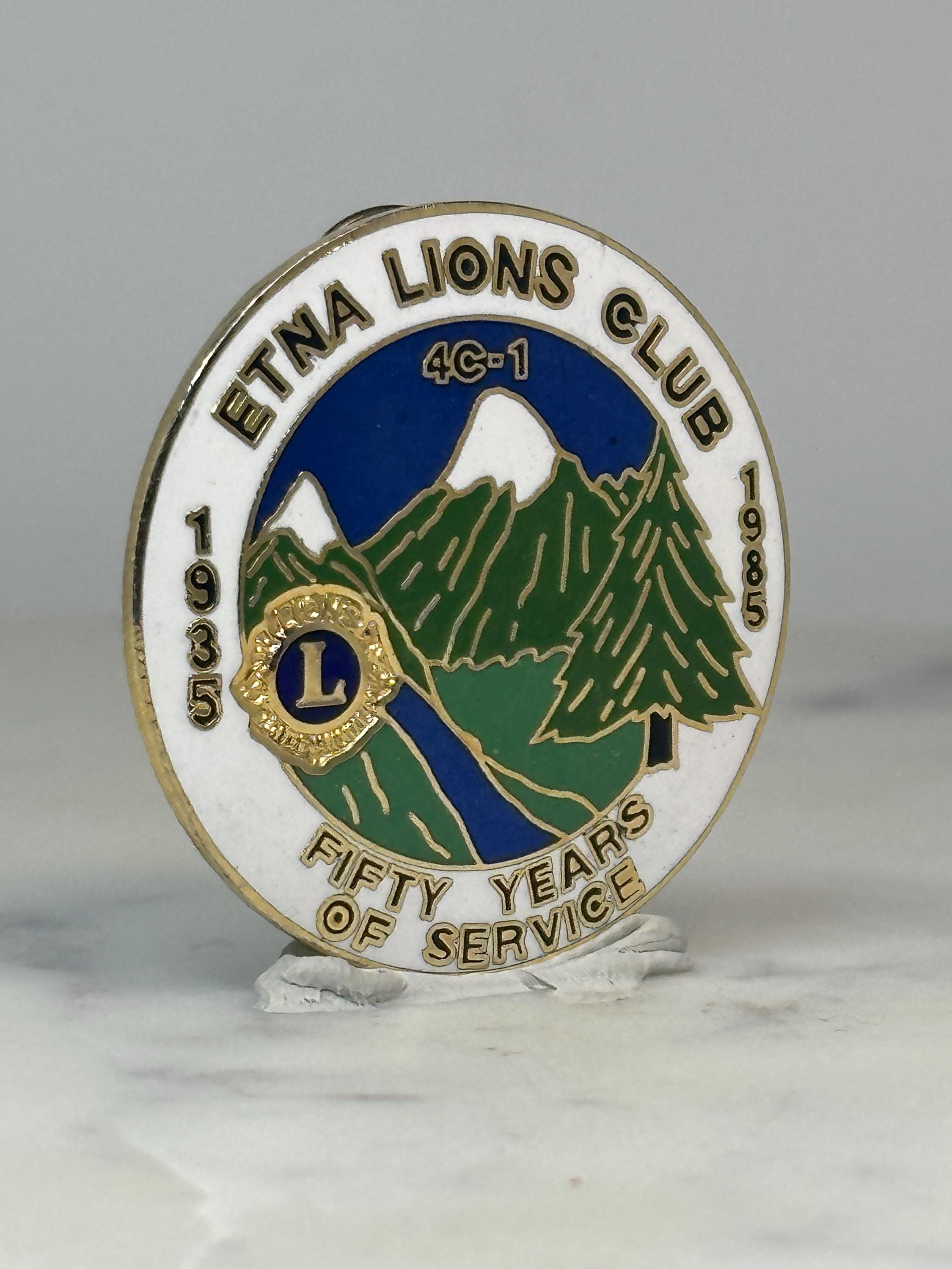 Etna Lions Club Pin: Gold Enamel Finish - 1985 Service Anniversary Accessory