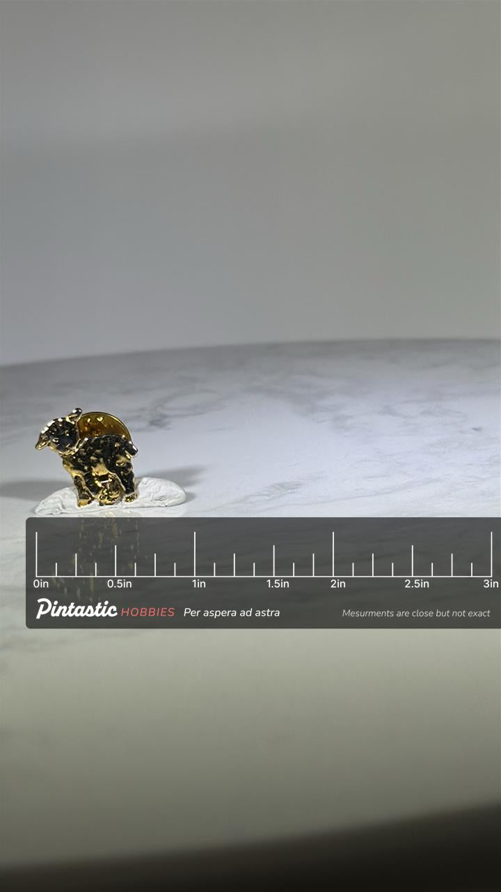 Sheep Pin: Gold Tone Figural - Woodland Animal Accessory with ruler overlay for size reference