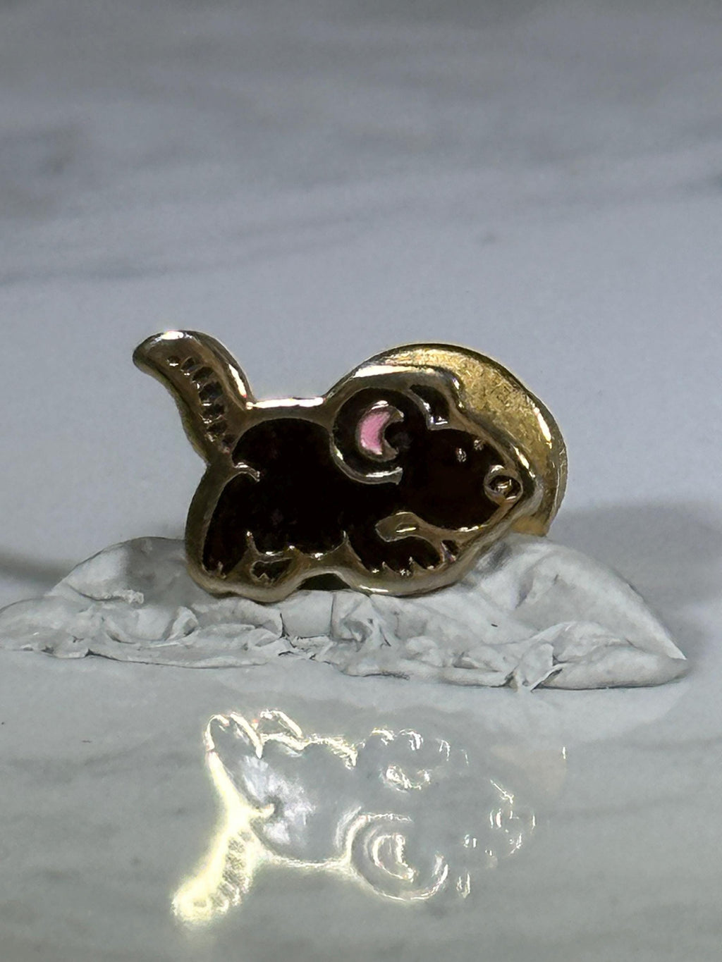 Mouse Lapel Pin: Gold & Brown Enamel - Whimsical Animal Accessory