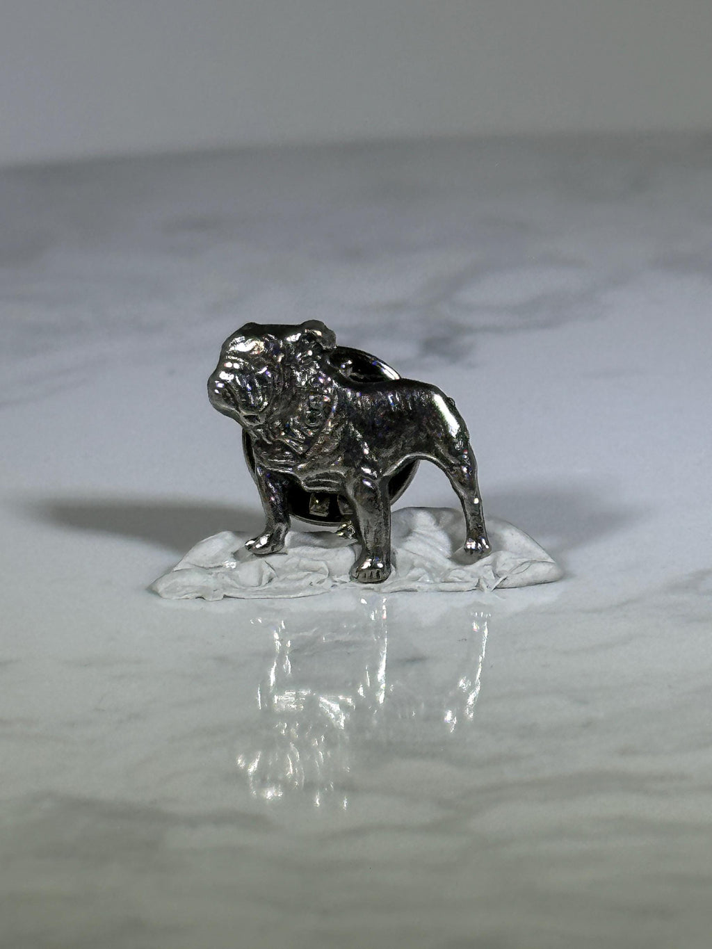 Bulldog Pin: Silver Tone Metal - Vintage Dog Lover Accessory