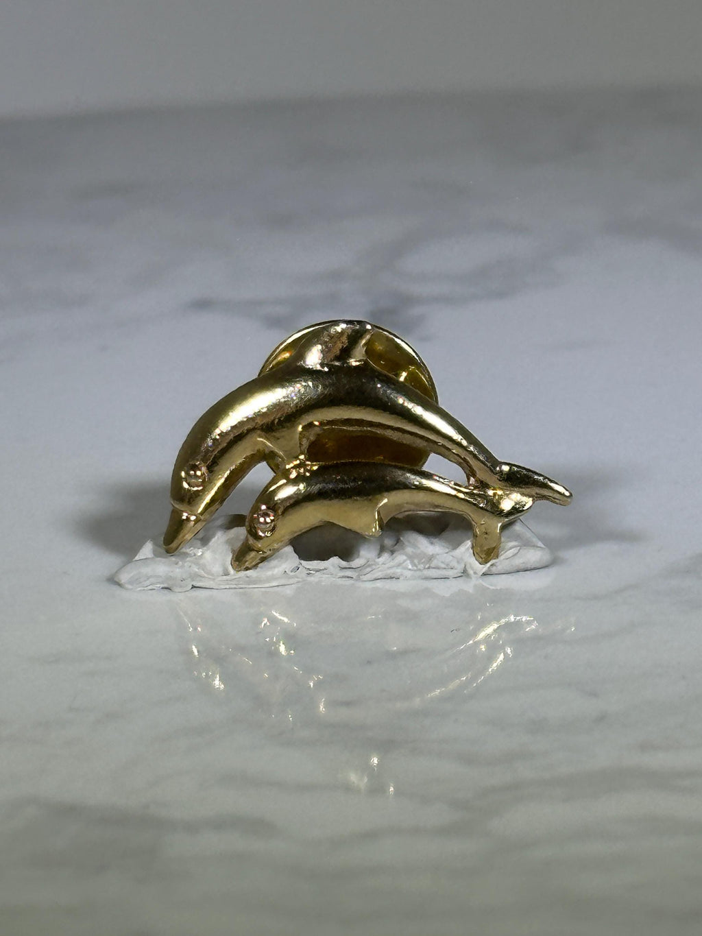 Dolphin Lapel Pin: Gold Tone Finish - Ocean Theme Accessory