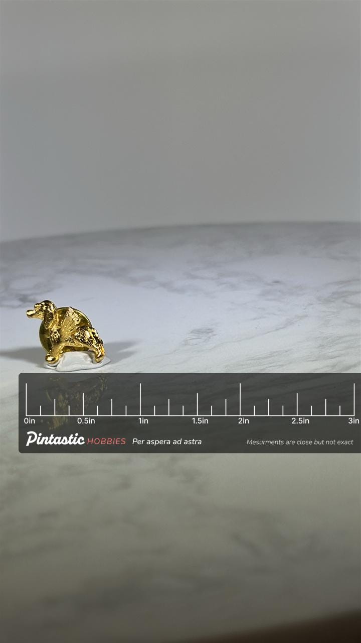 Dachshund Dog Angel Wings Pin: Gold Tone Finish - Vintage Animal Accessory with ruler overlay for size reference