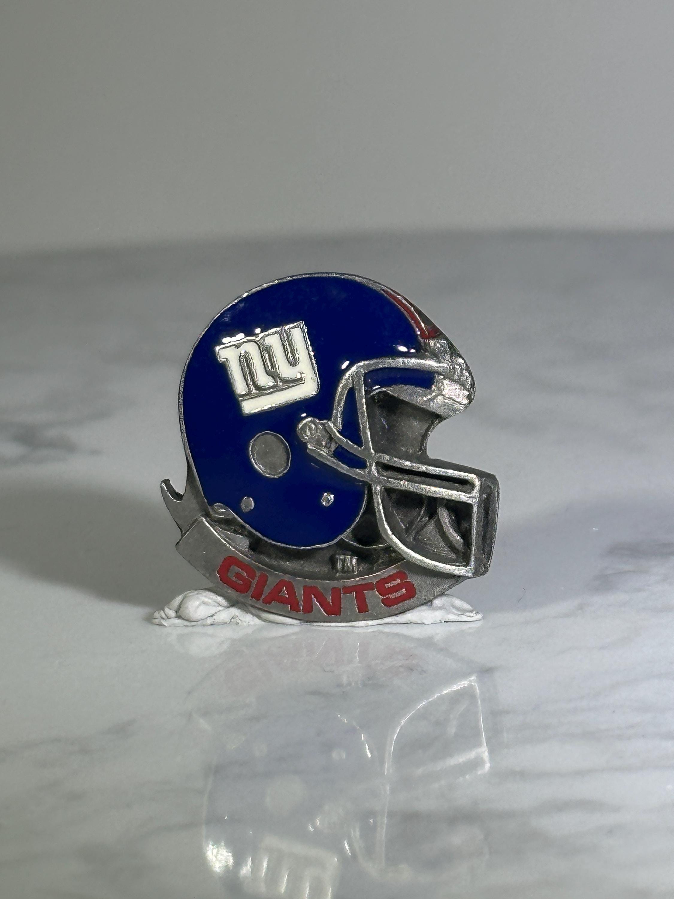 NY Giants Football Helmet Pin: Blue Silver Enamel - Vintage Sports Accessory