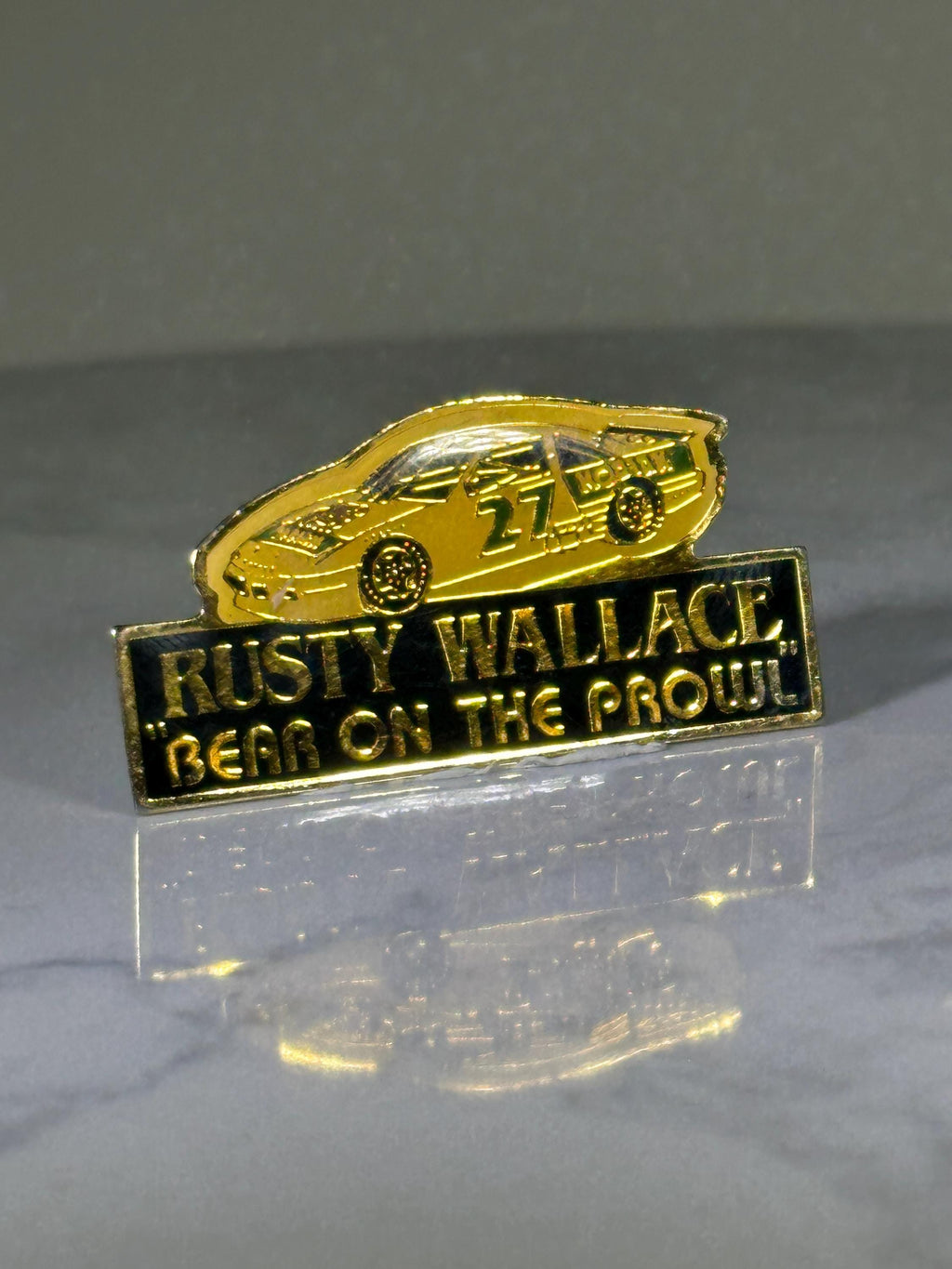 Rusty Wallace Racing Pin: Gold Enamel Finish - NASCAR Collectible Accessory