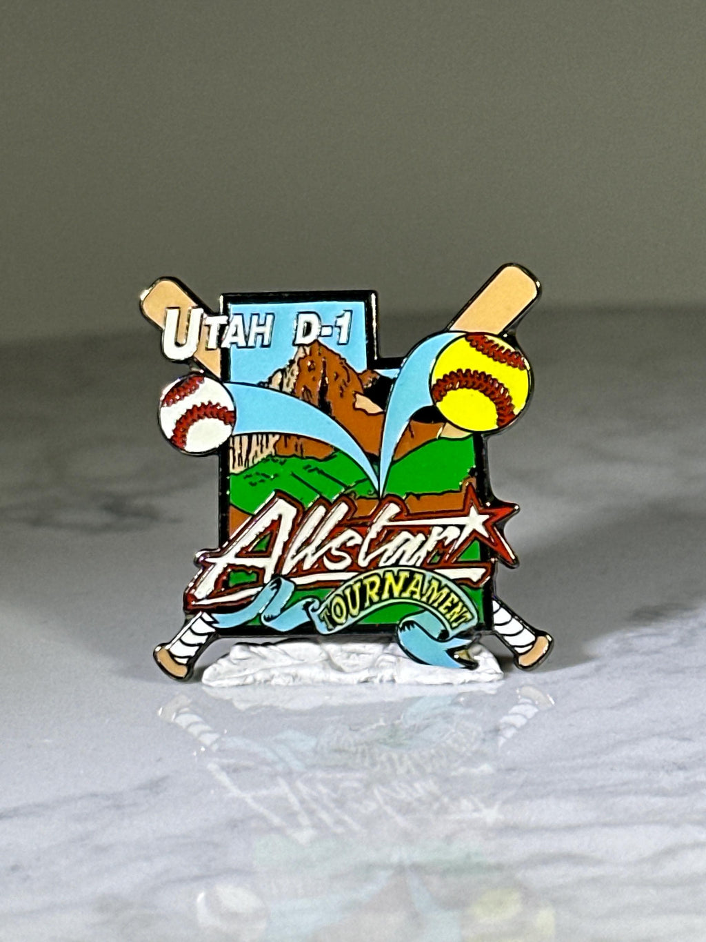 Utah D-1 Baseball & Softball Pin: Colorful Enamel Finish - All-Star Tournament Accessory