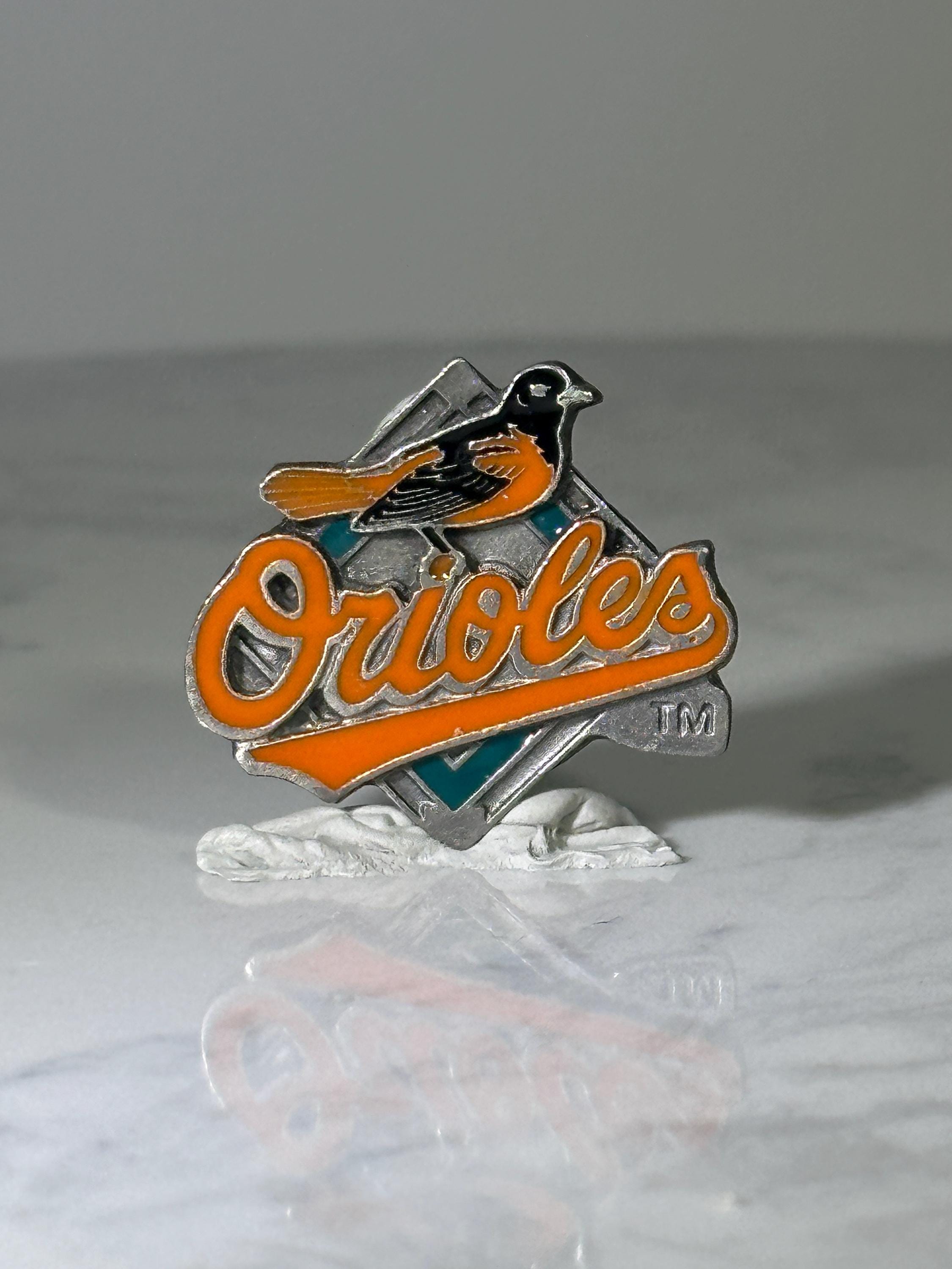 Baltimore Orioles Baseball Pin: Orange Enamel Metal - Vintage Sports Accessory