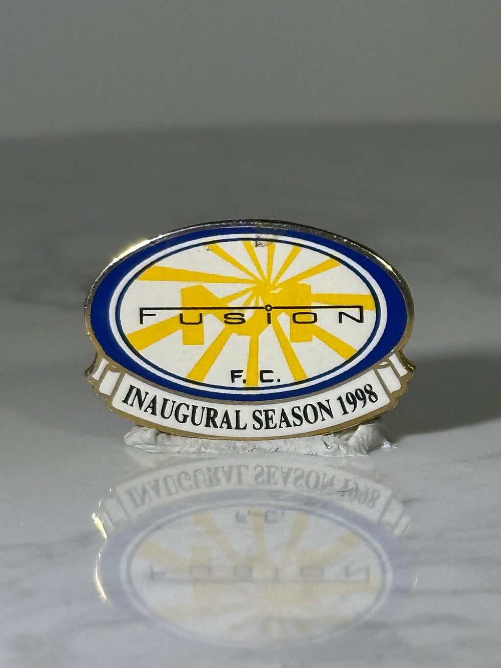 Fusion F.C. Soccer Pin: Blue & Yellow Enamel - 1998 Inaugural Season Accessory