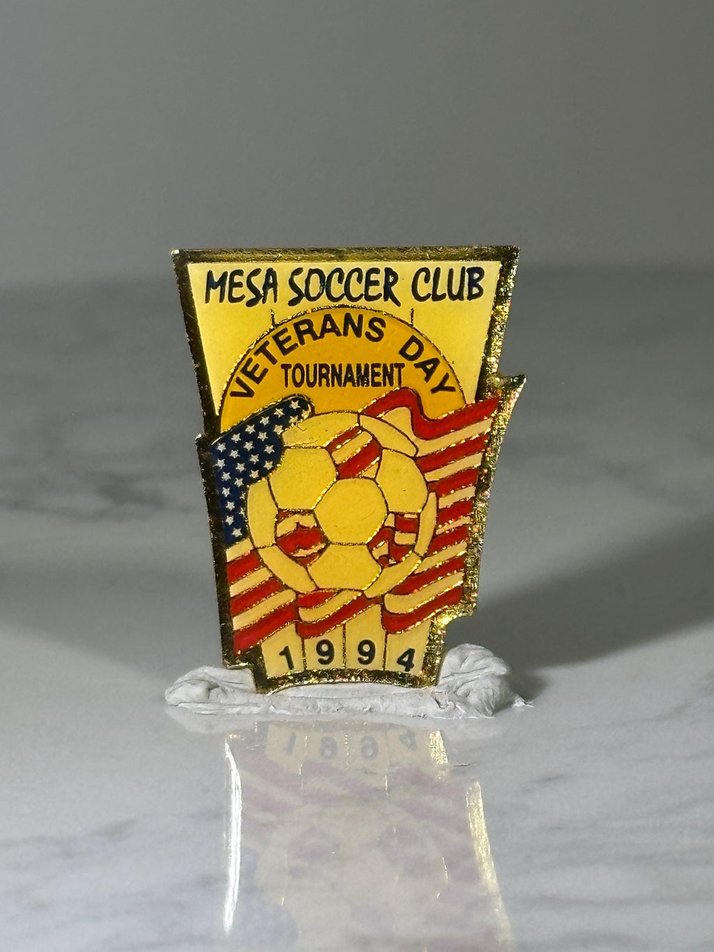 Mesa Soccer Club Pin: Yellow Enamel with Flag - 1994 Sports Accessory