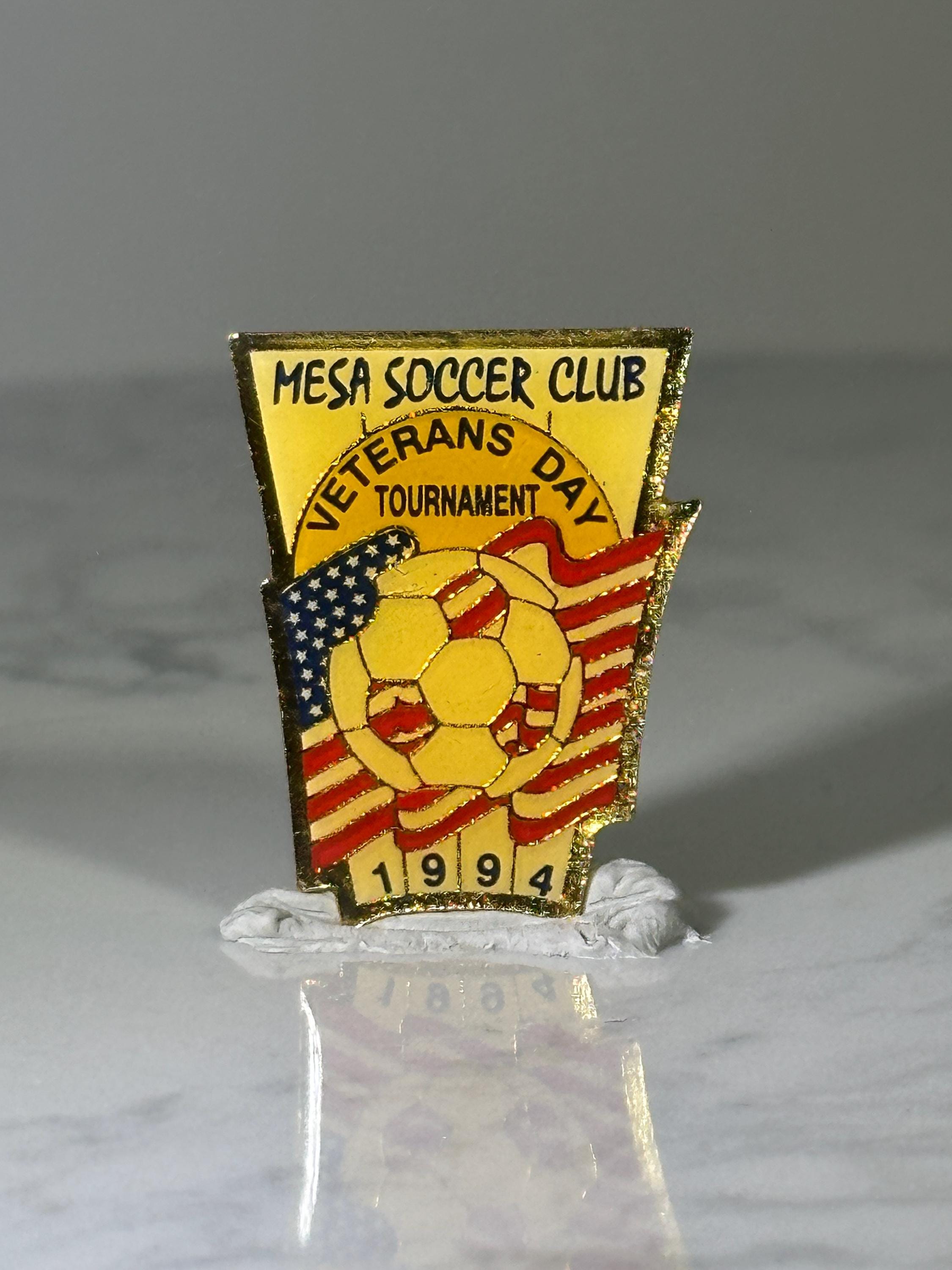 Mesa Soccer Club Pin: Yellow Enamel with Flag - 1994 Sports Accessory