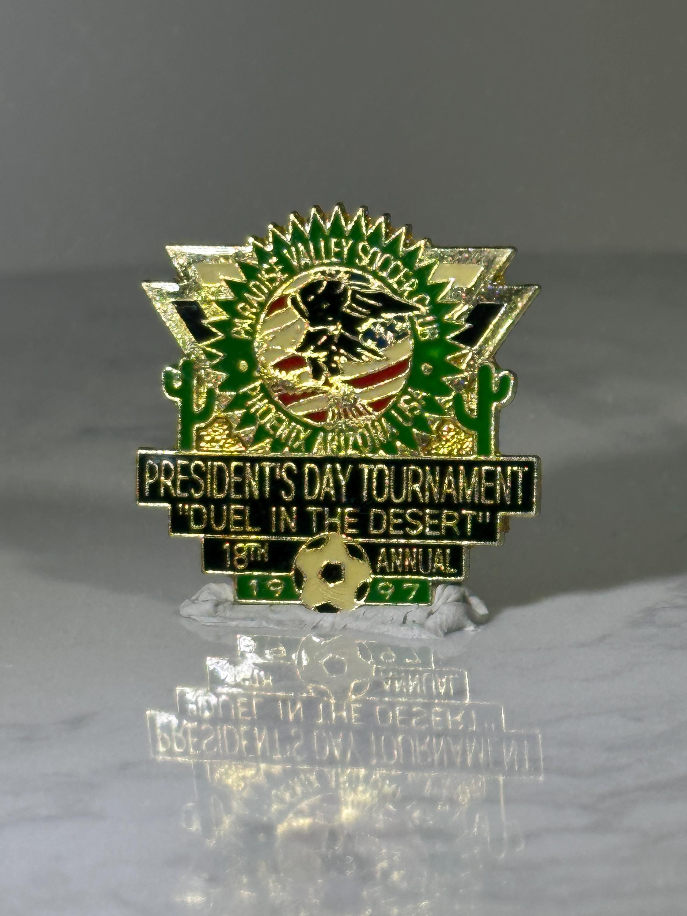 Duel in the Desert Soccer Pin: Gold Green Enamel - 1997 Sports Accessory